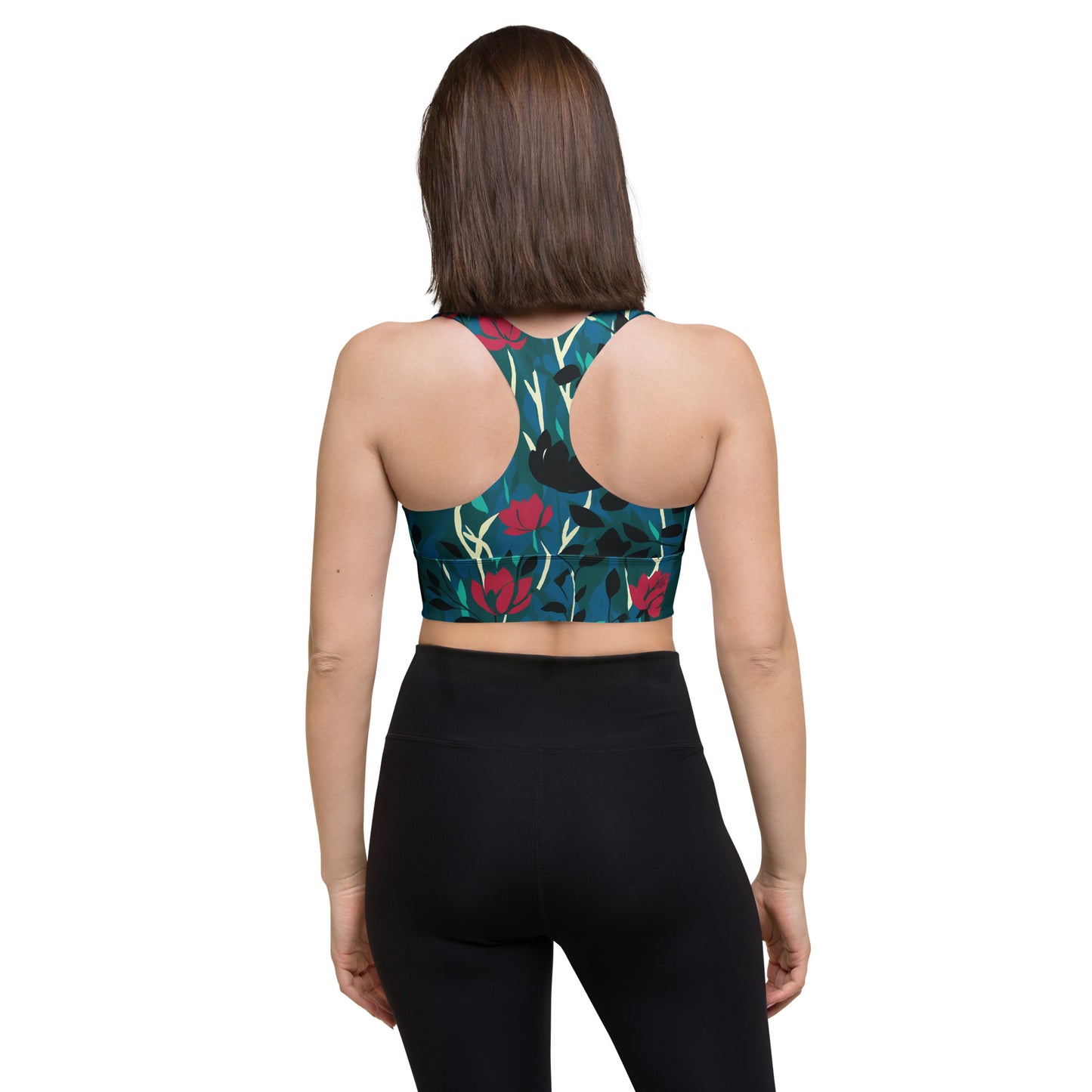 Abstract Roses Longline sports bra