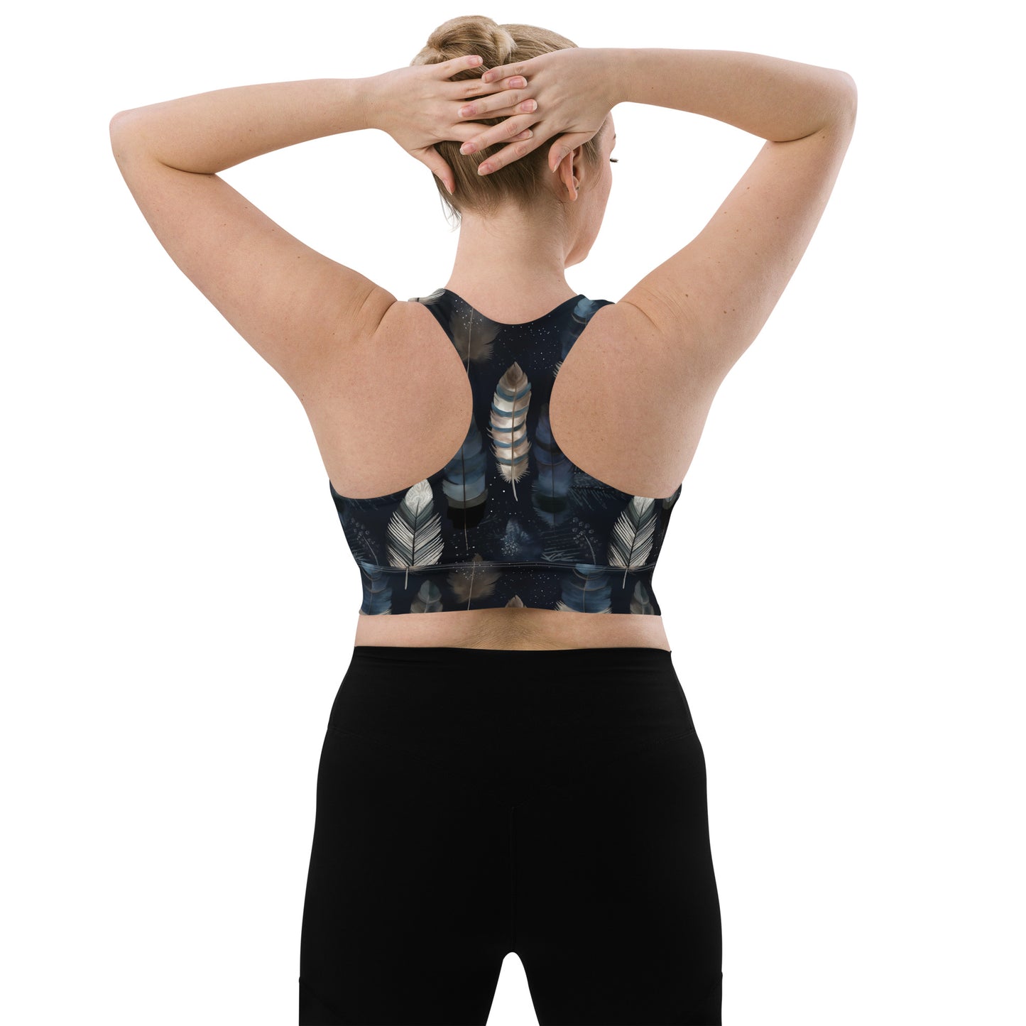 Night Feathers Longline sports bra