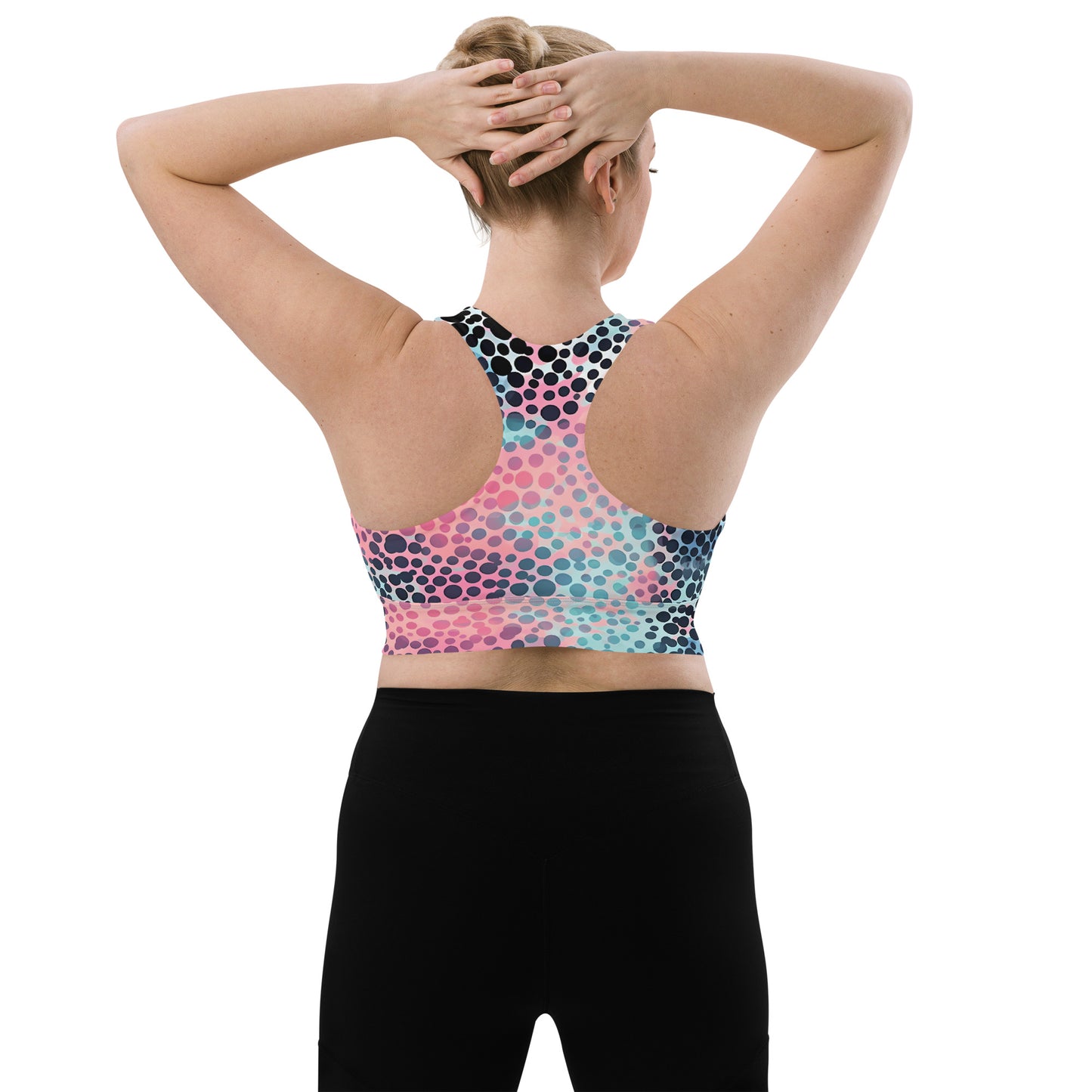 Cotton Candy Polka Dot Longline sports bra