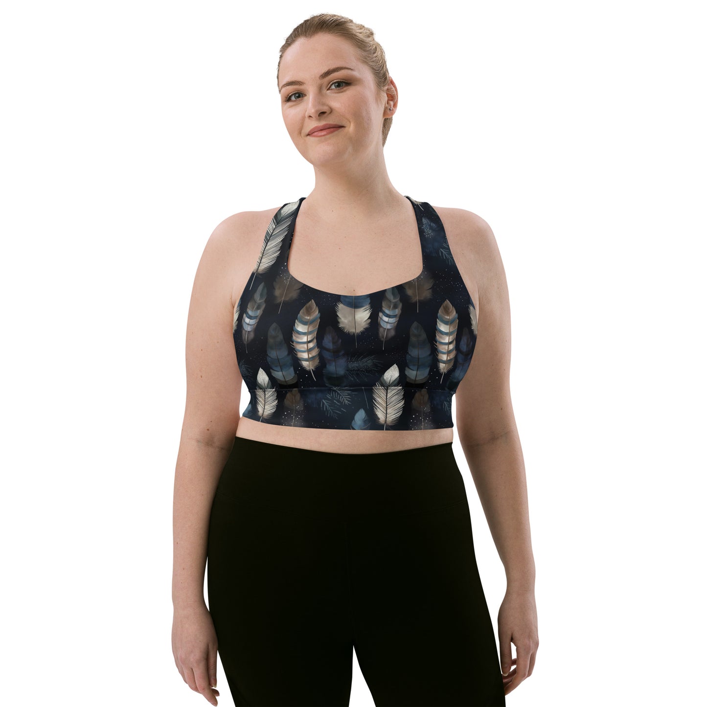 Night Feathers Longline sports bra