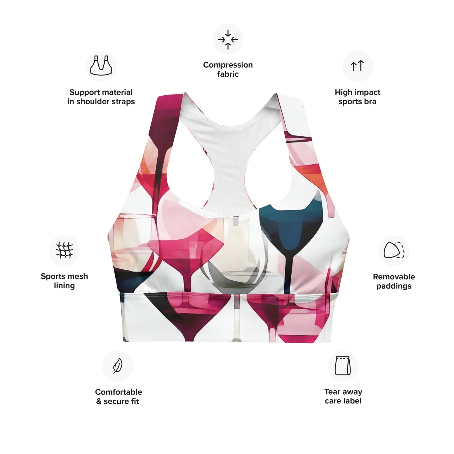 Wine o'Clock Longline Sports Bra