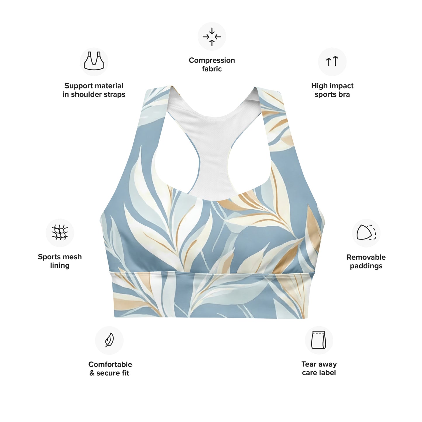 Tranquil Foliage Longline Sports Bra