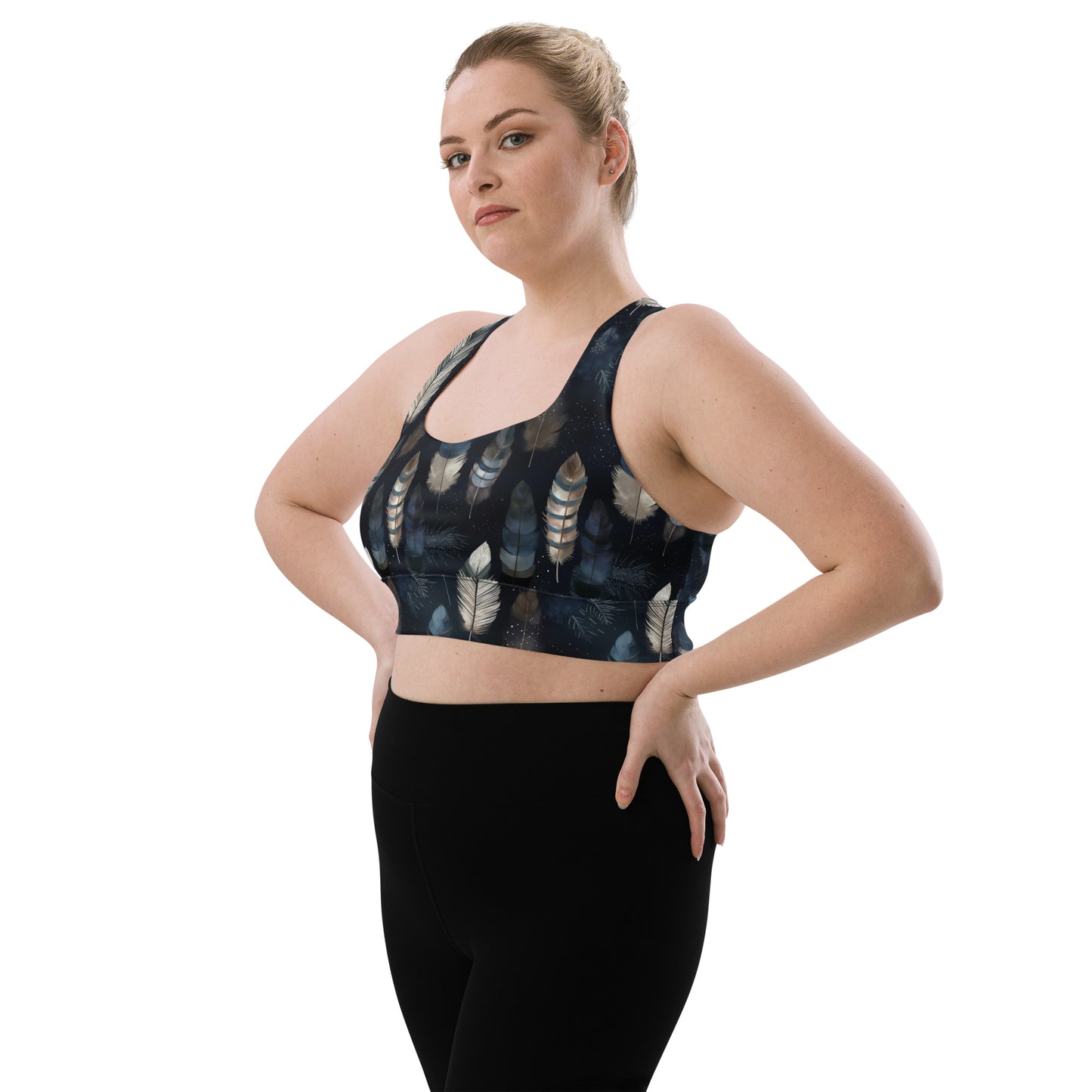 Night Feathers Longline sports bra