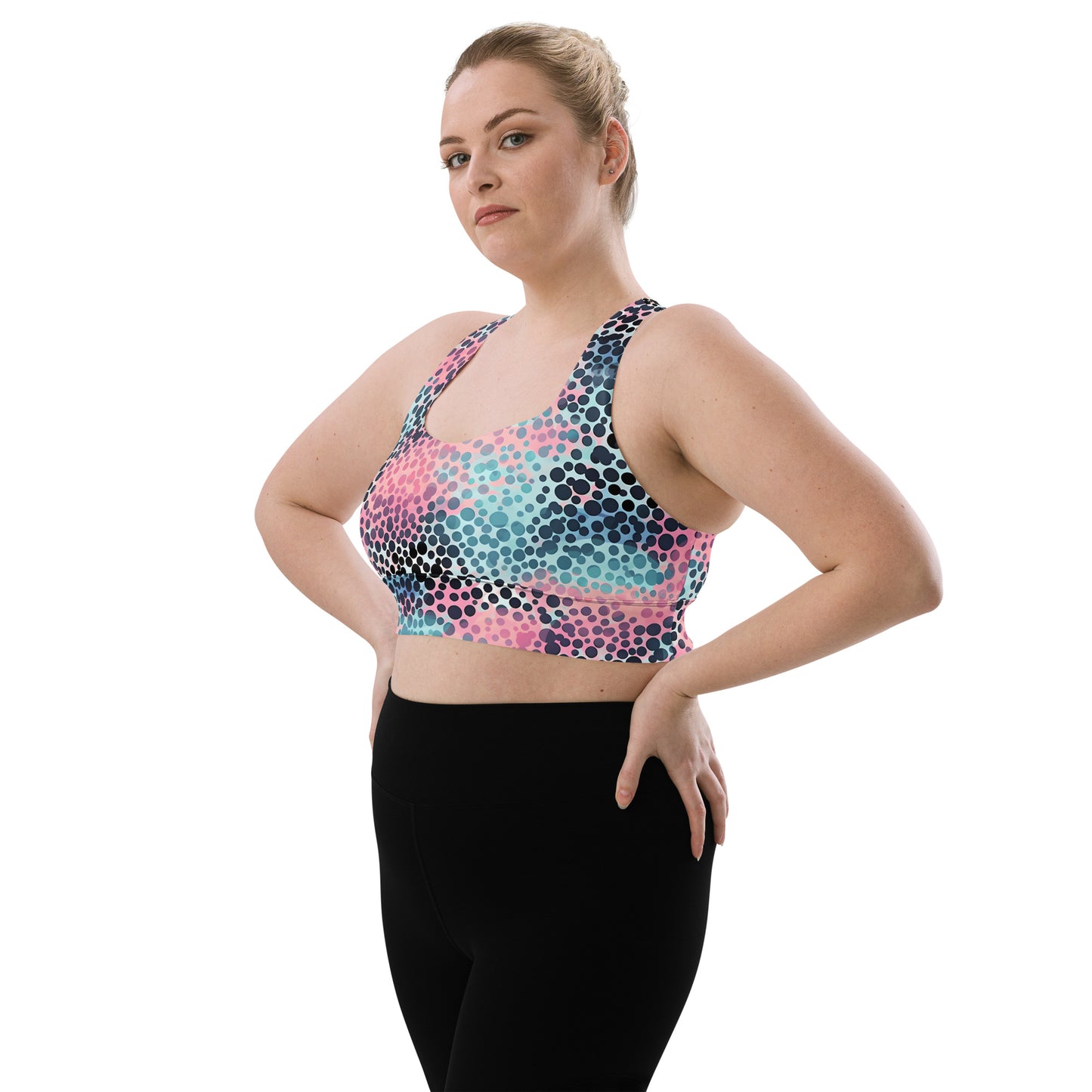 Cotton Candy Polka Dot Longline sports bra