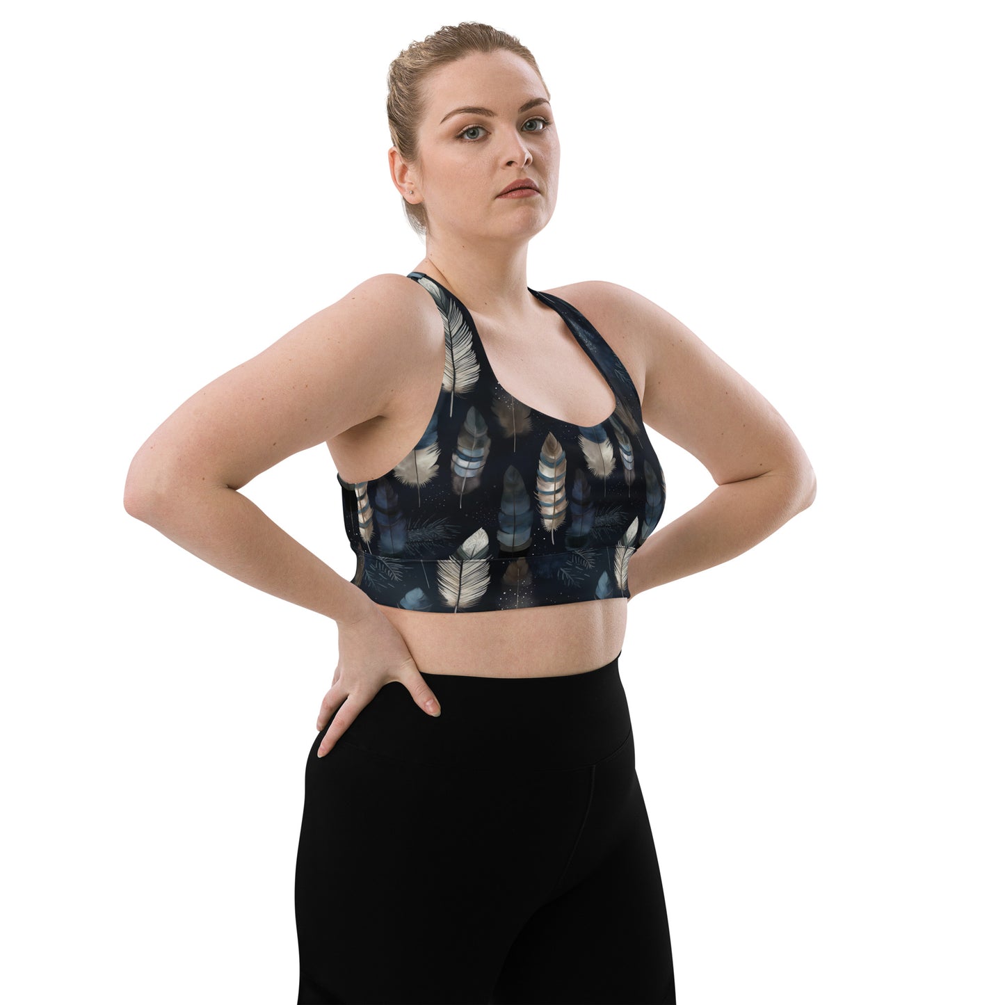 Night Feathers Longline sports bra