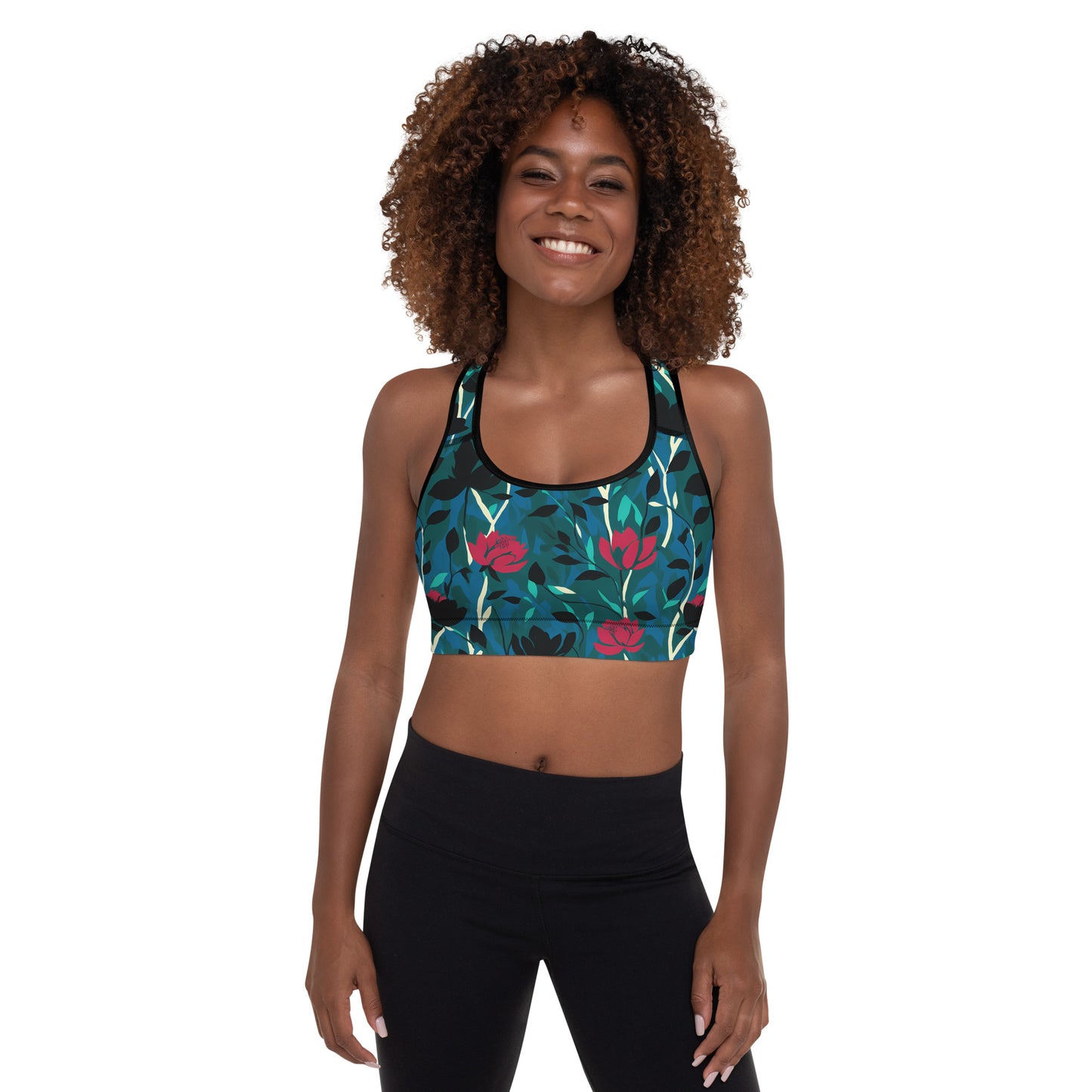 Abstract Roses Padded Sports Bra