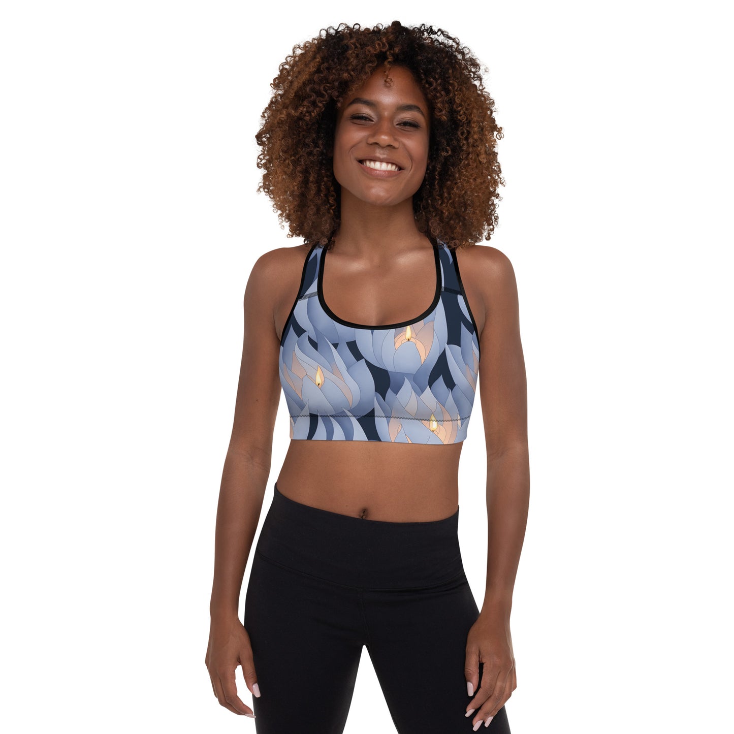 Night Blue Candles Padded Sports Bra