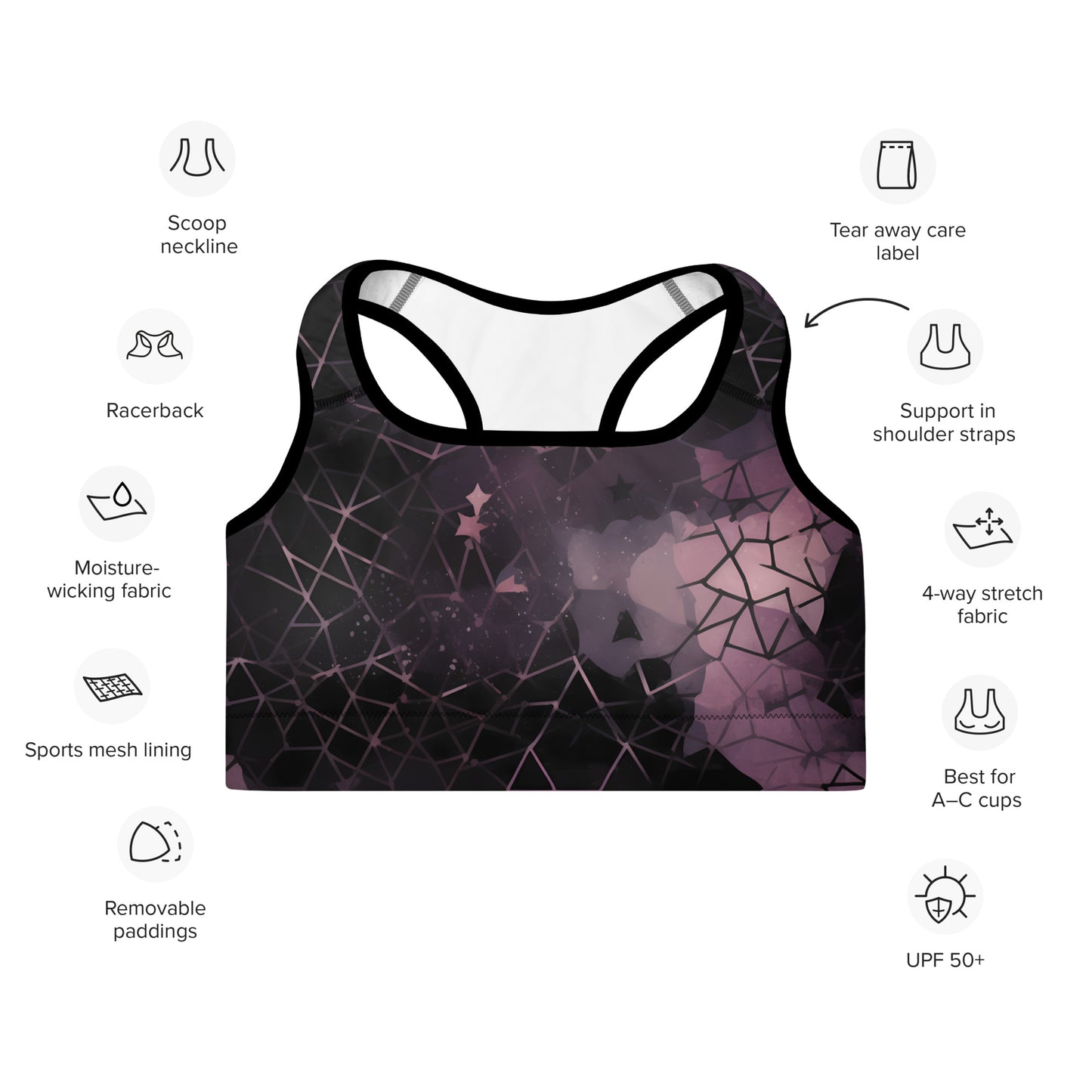 Prismatic Pink Padded Sports Bra