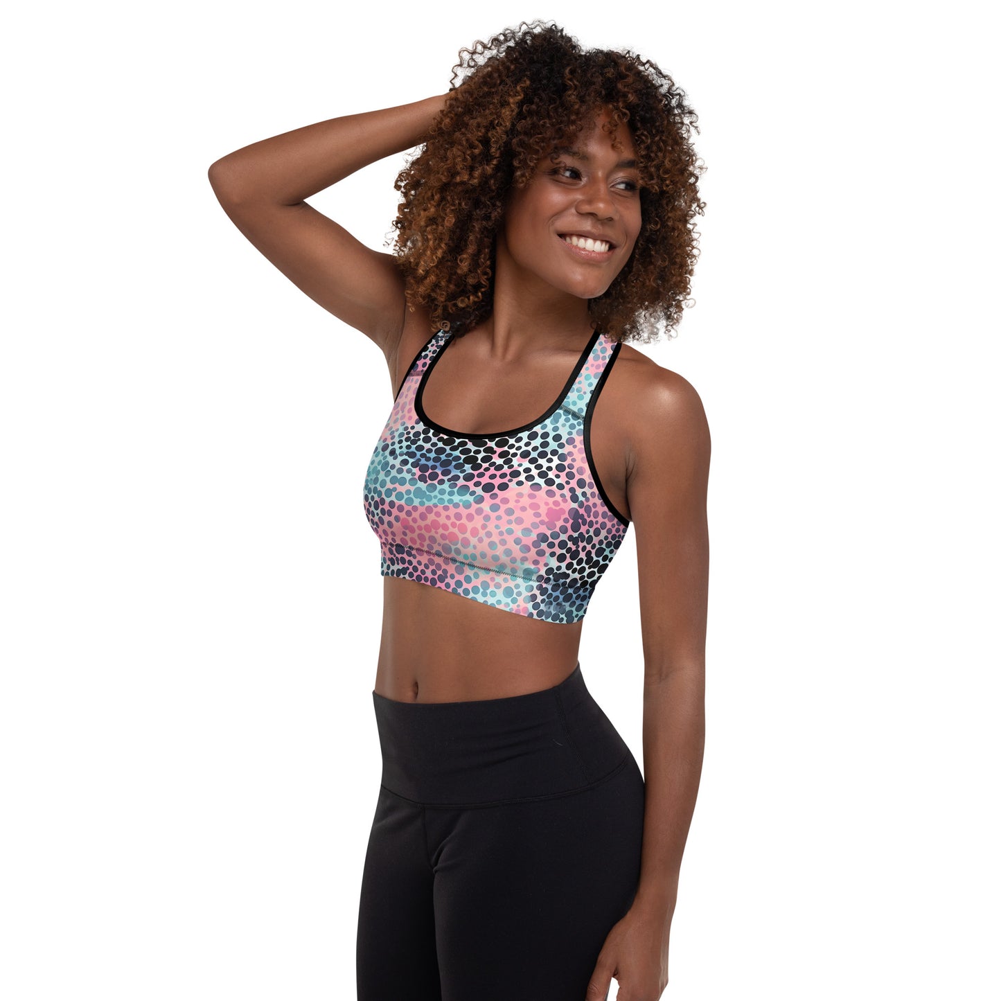 Cotton Candy Polka Dot Padded Sports Bra