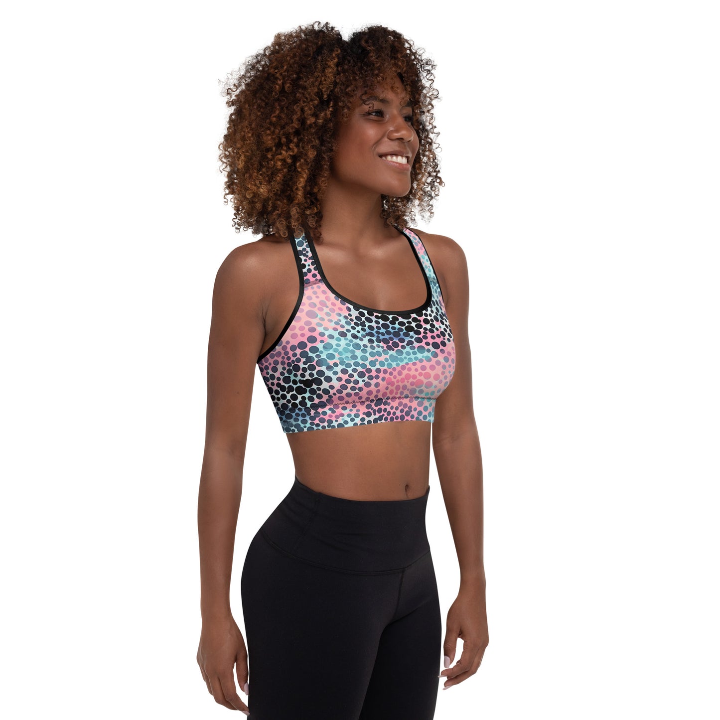 Cotton Candy Polka Dot Padded Sports Bra