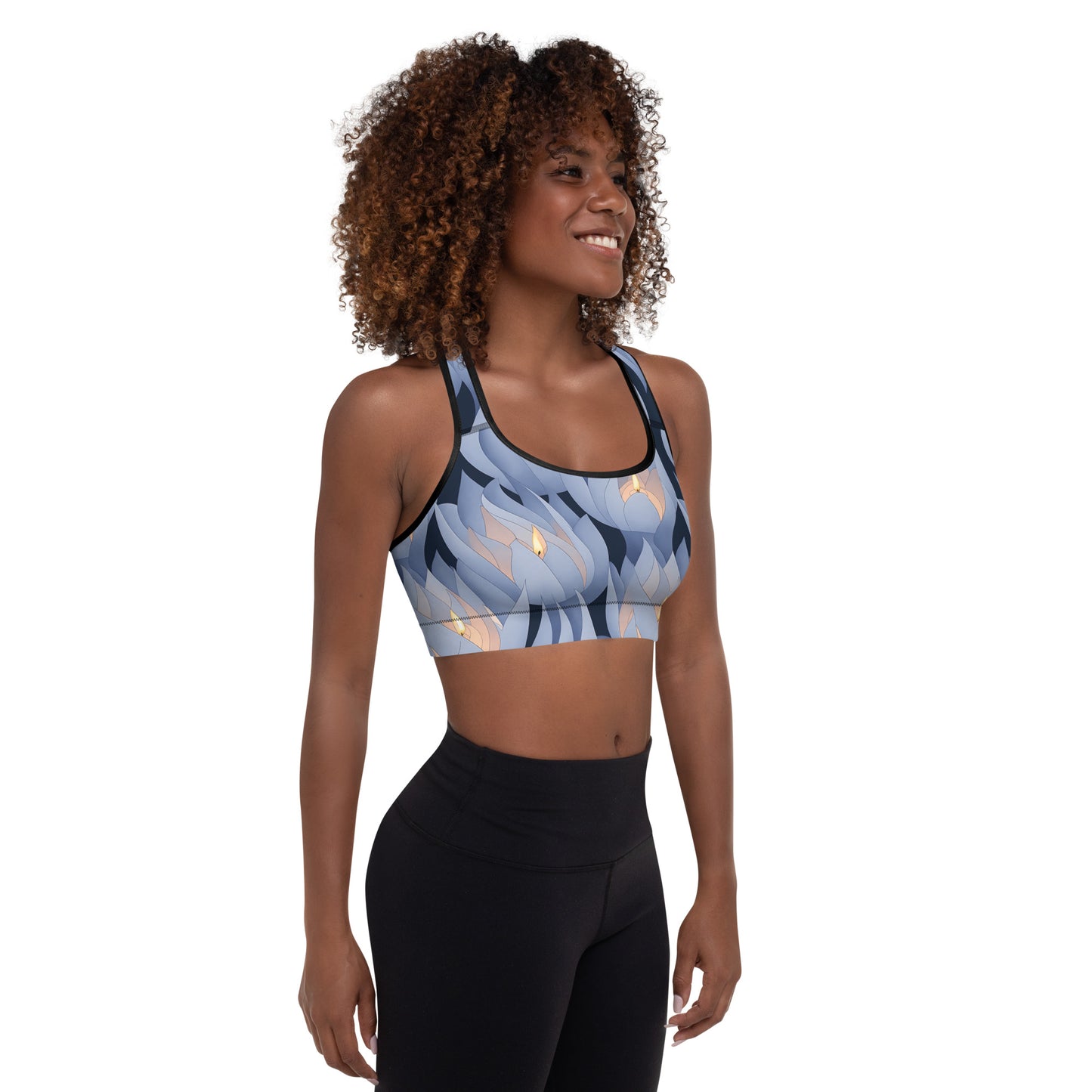 Night Blue Candles Padded Sports Bra