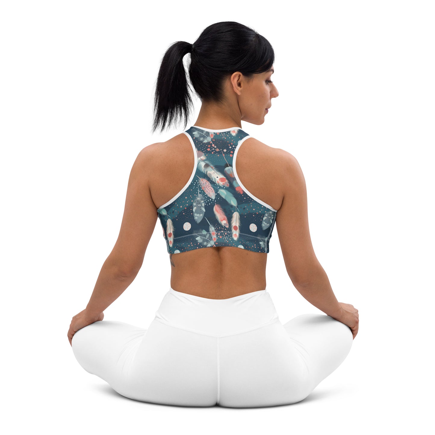 Boho Feathers Padded Sports Bra