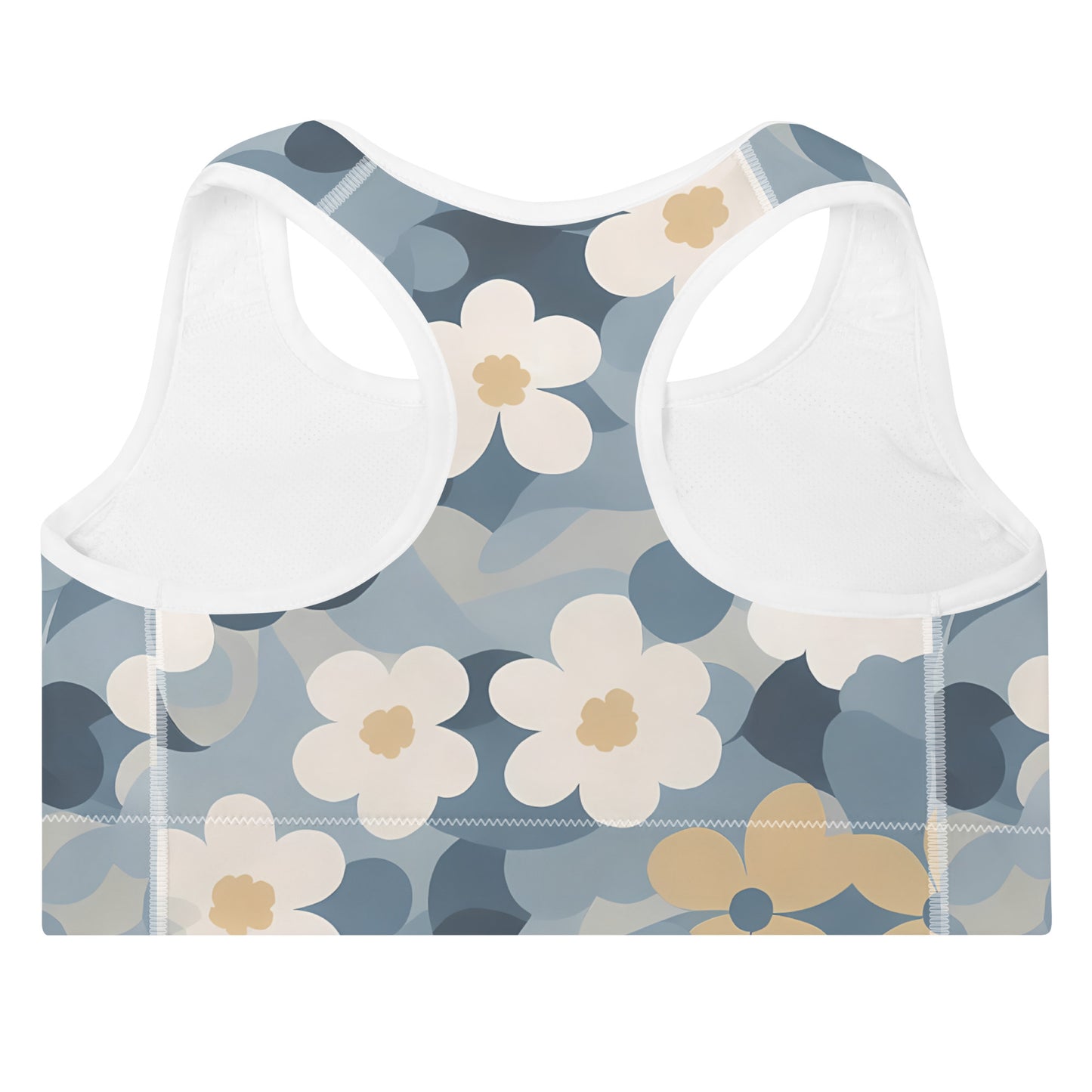 Funky Flowers Blue Camo Padded Sports Bra
