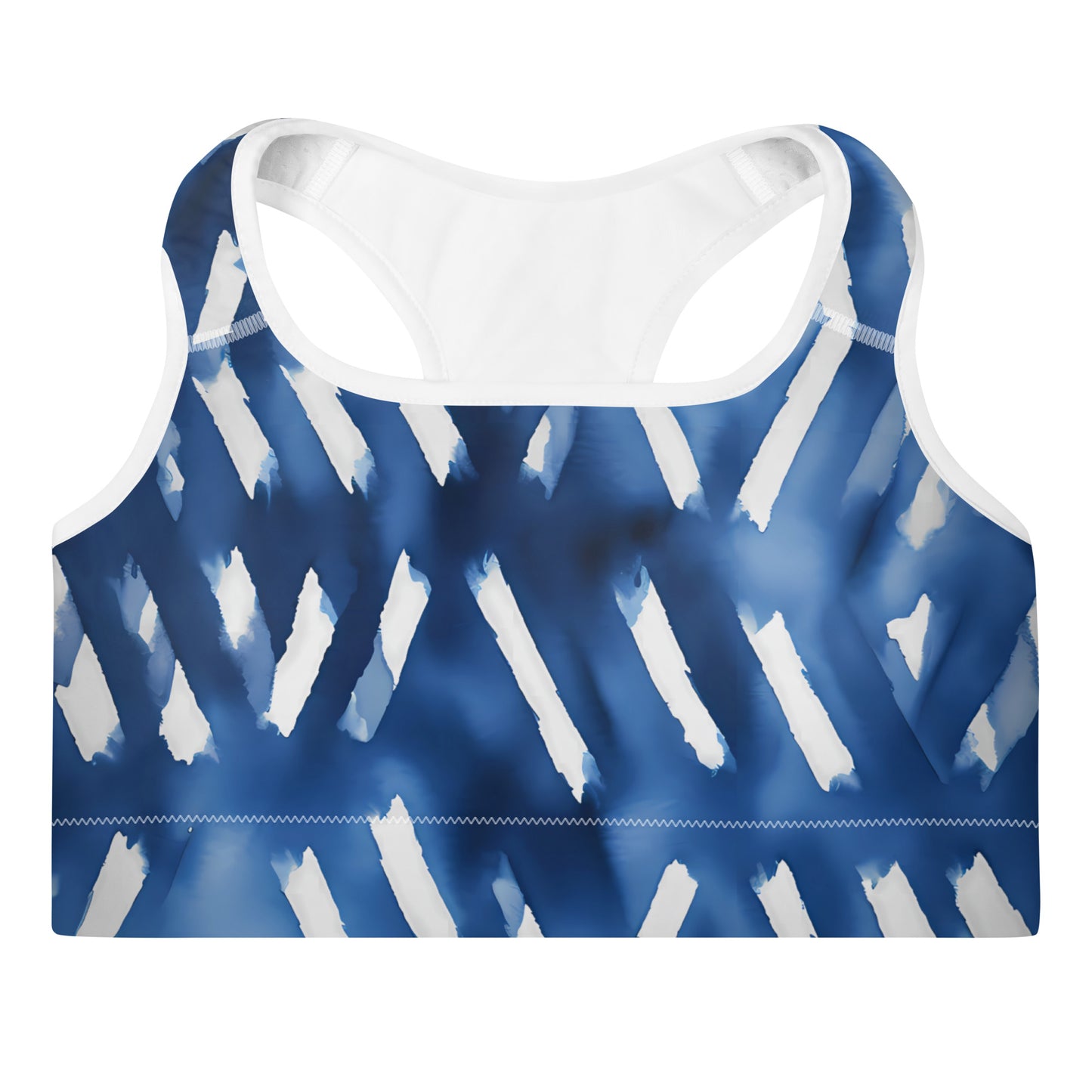 Shibori Blue Padded Sports Bra