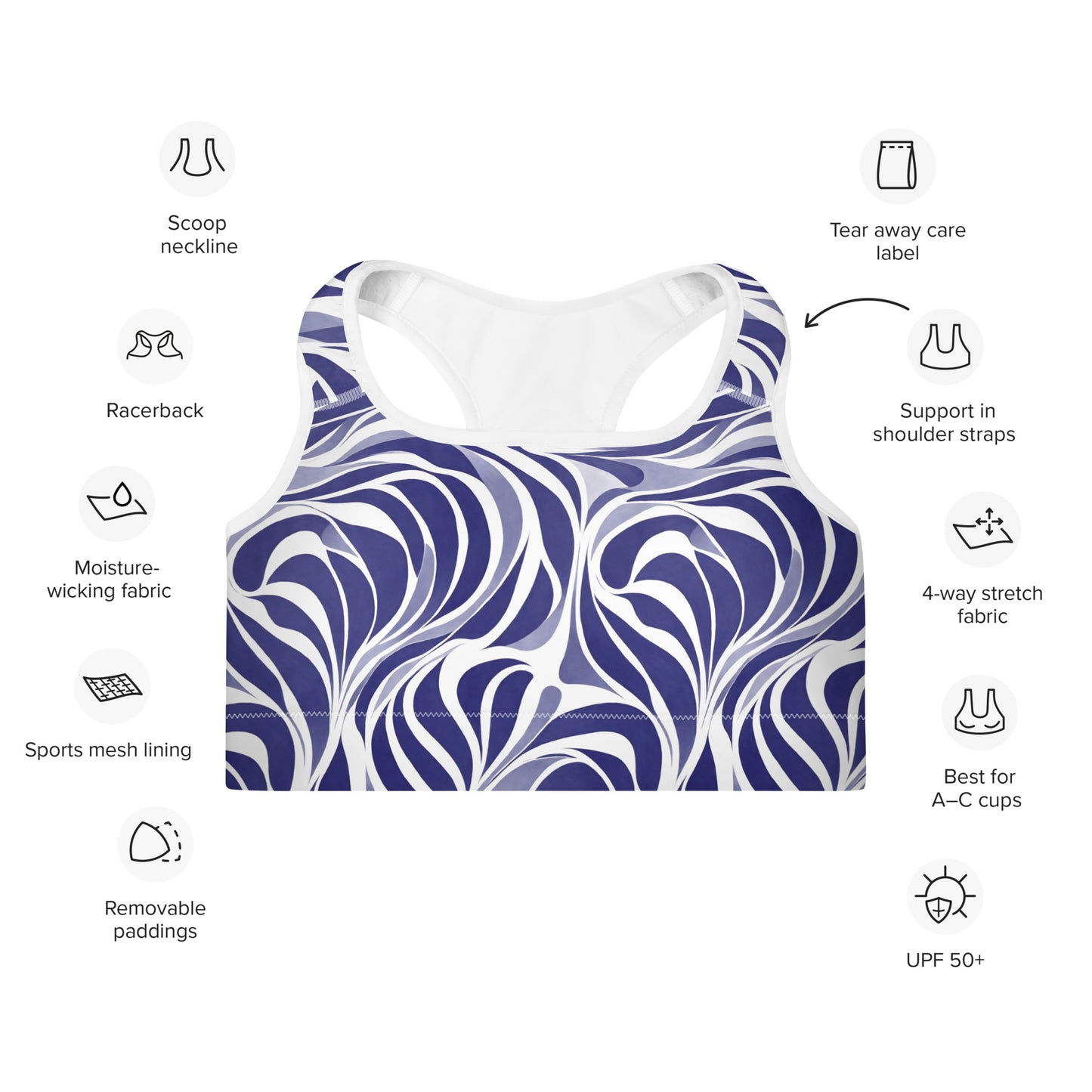 Azure Whirl Padded Sports Bra
