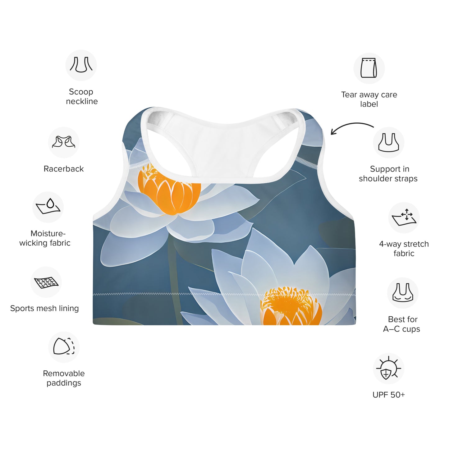 Water Lotus Padded Sports Bra