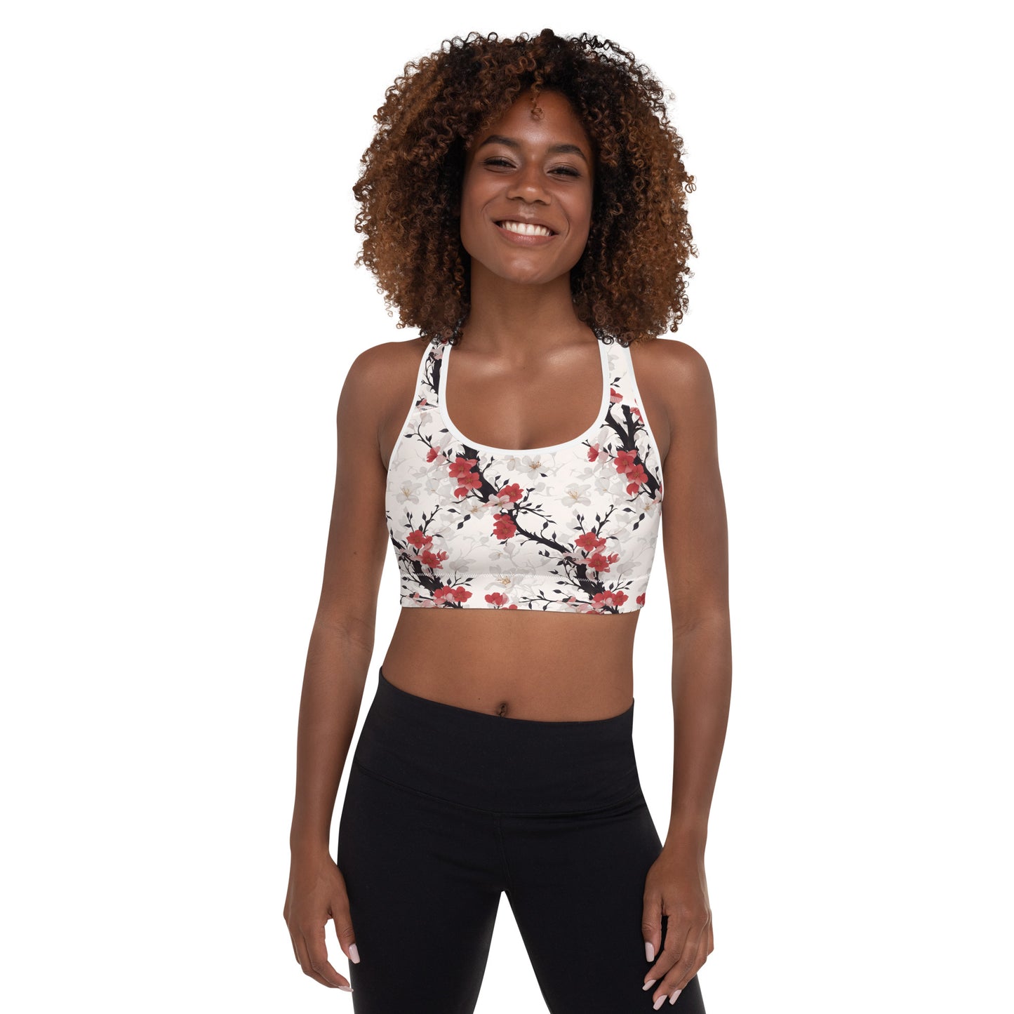 Cherry Blossom Wrap Padded Sports Bra