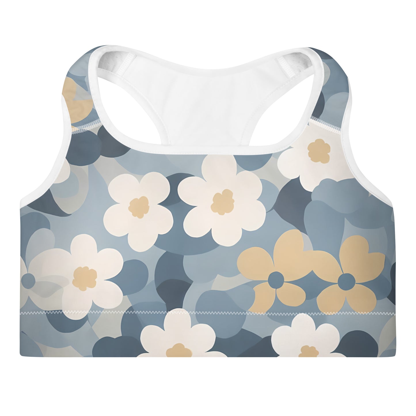 Funky Flowers Blue Camo Padded Sports Bra
