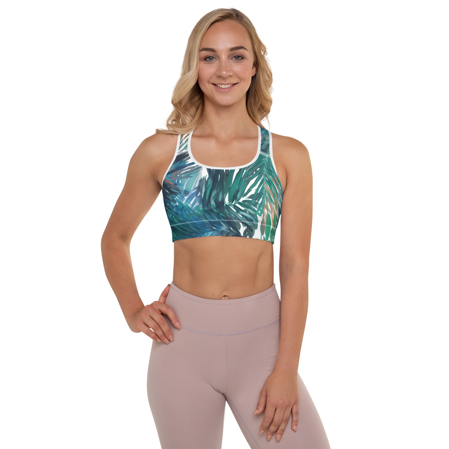 Sunset Palm Padded Sports Bra