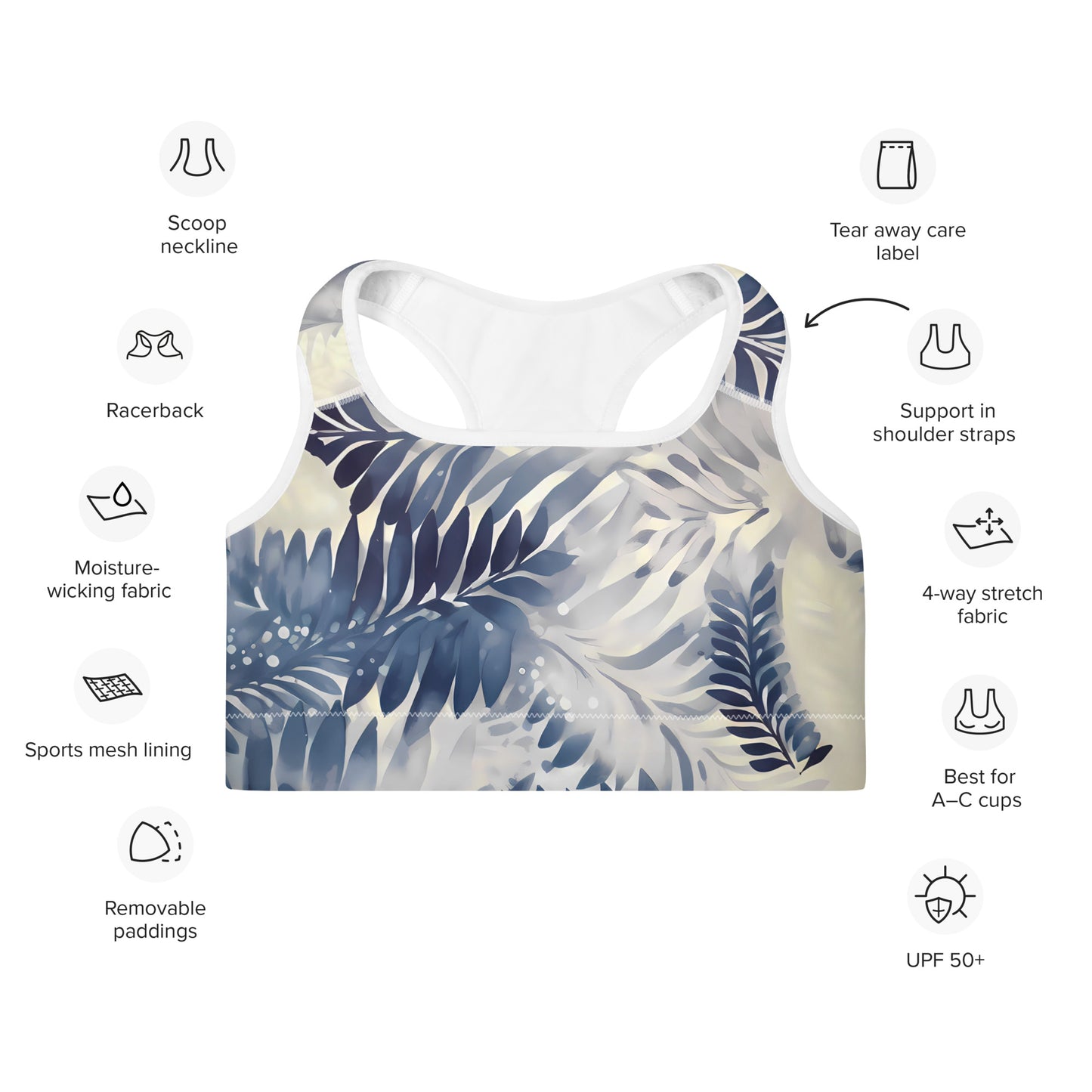 Watercolor Palmilla Padded Sports Bra