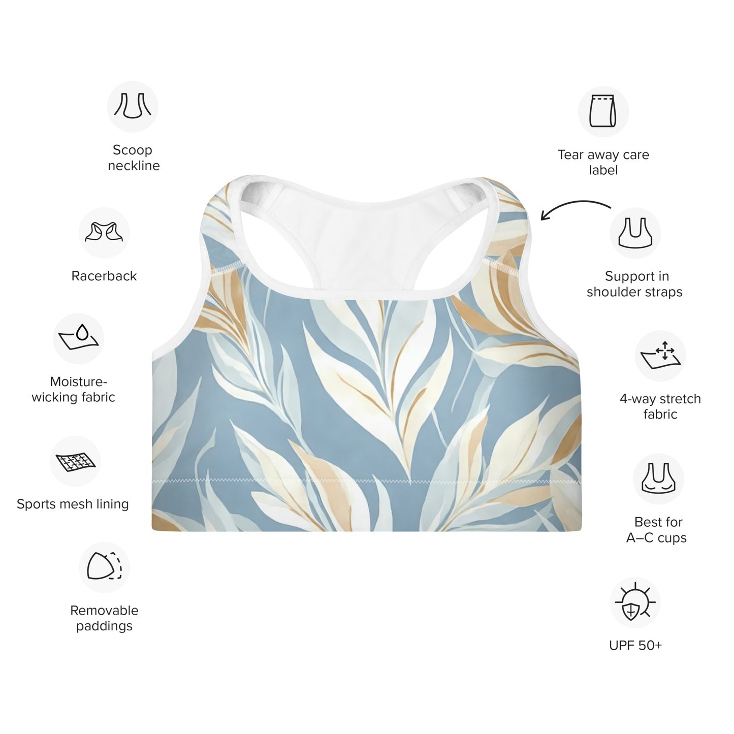 Tranquil Foliage Padded Sports Bra