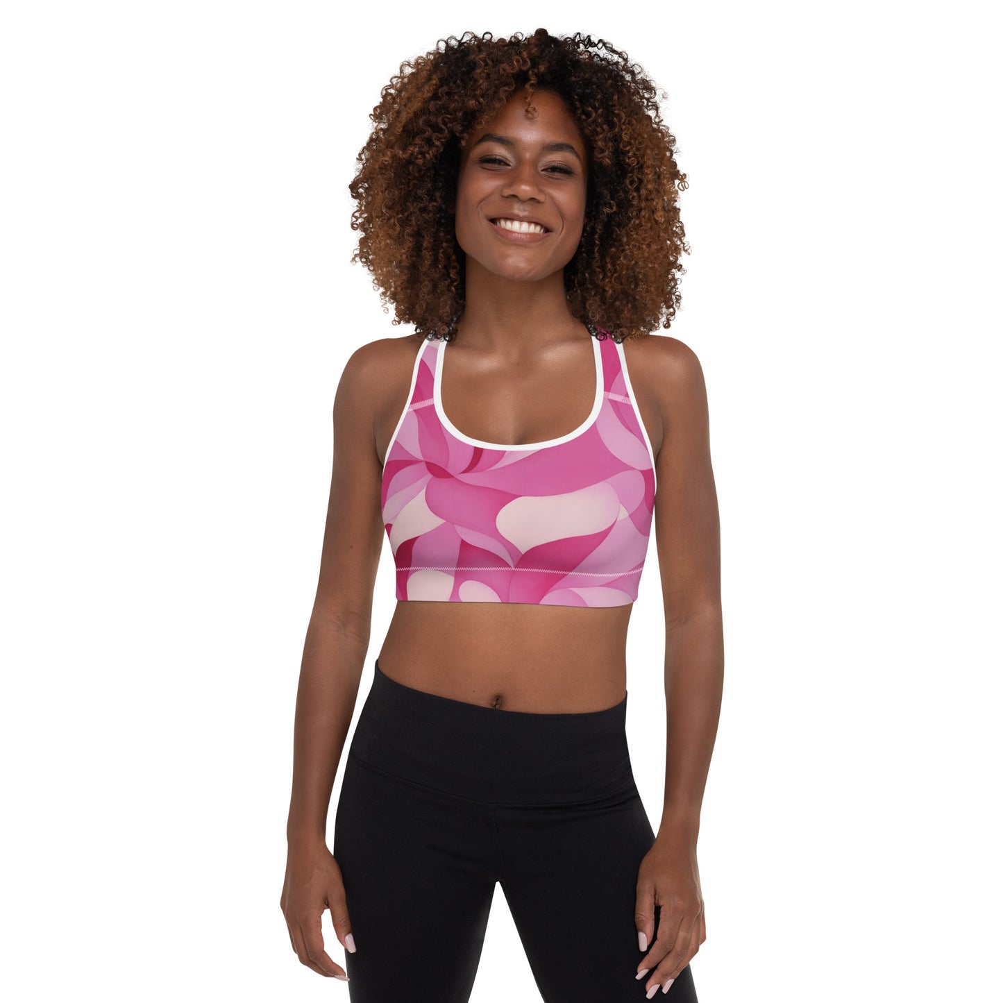 Pink Floral Padded Sports Bra