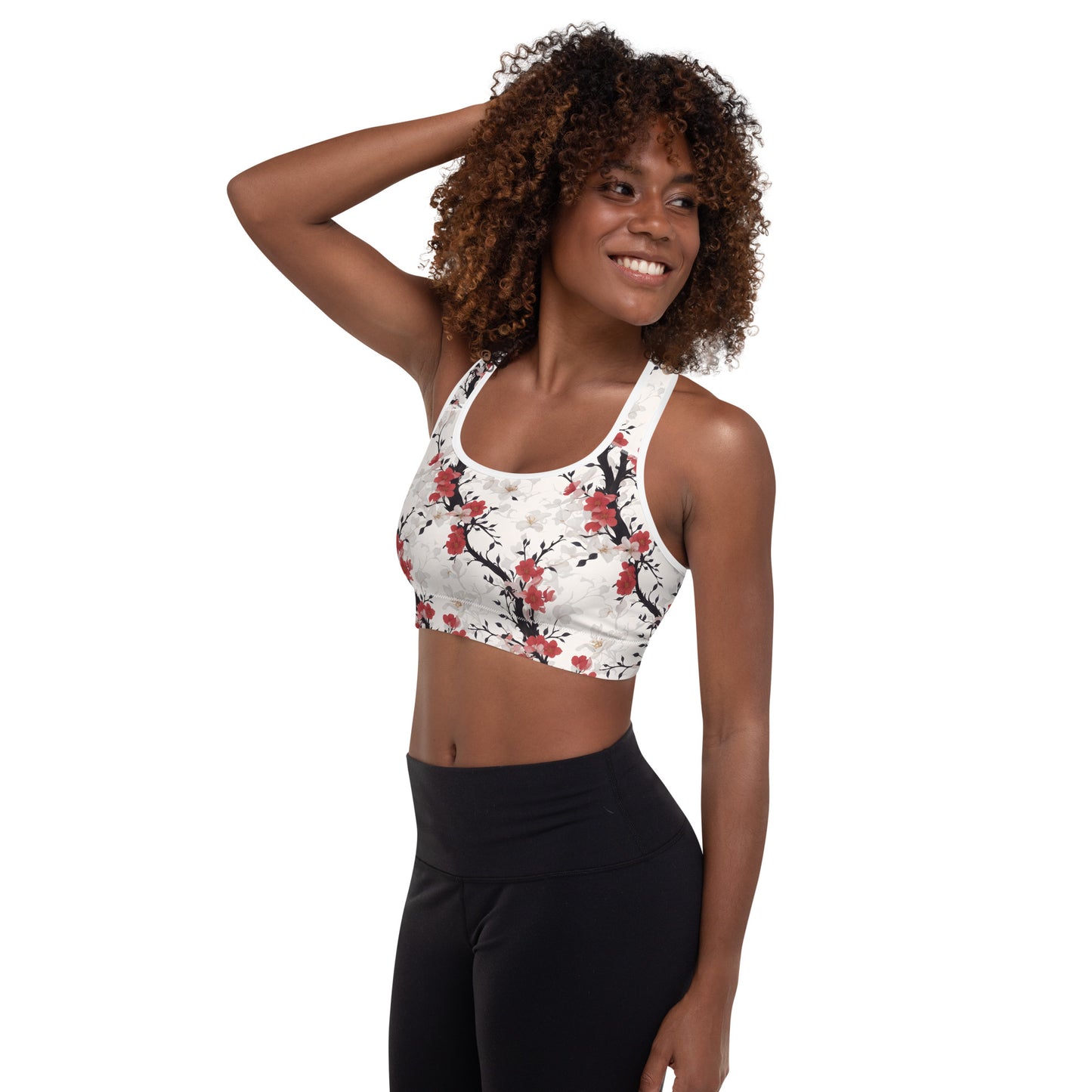 Cherry Blossom Wrap Padded Sports Bra