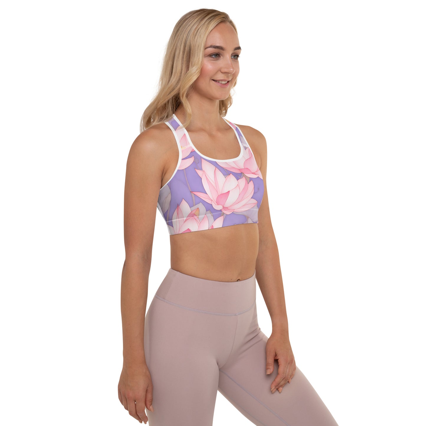 Pink Lotus Padded Sports Bra