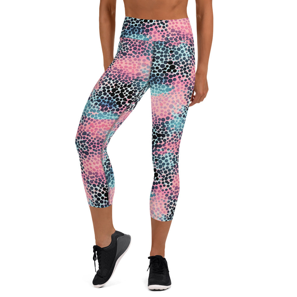 Cotton Candy Polka Dot Yoga Capri Leggings