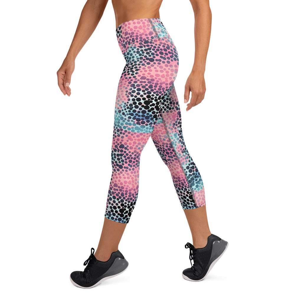 Cotton Candy Polka Dot Yoga Capri Leggings