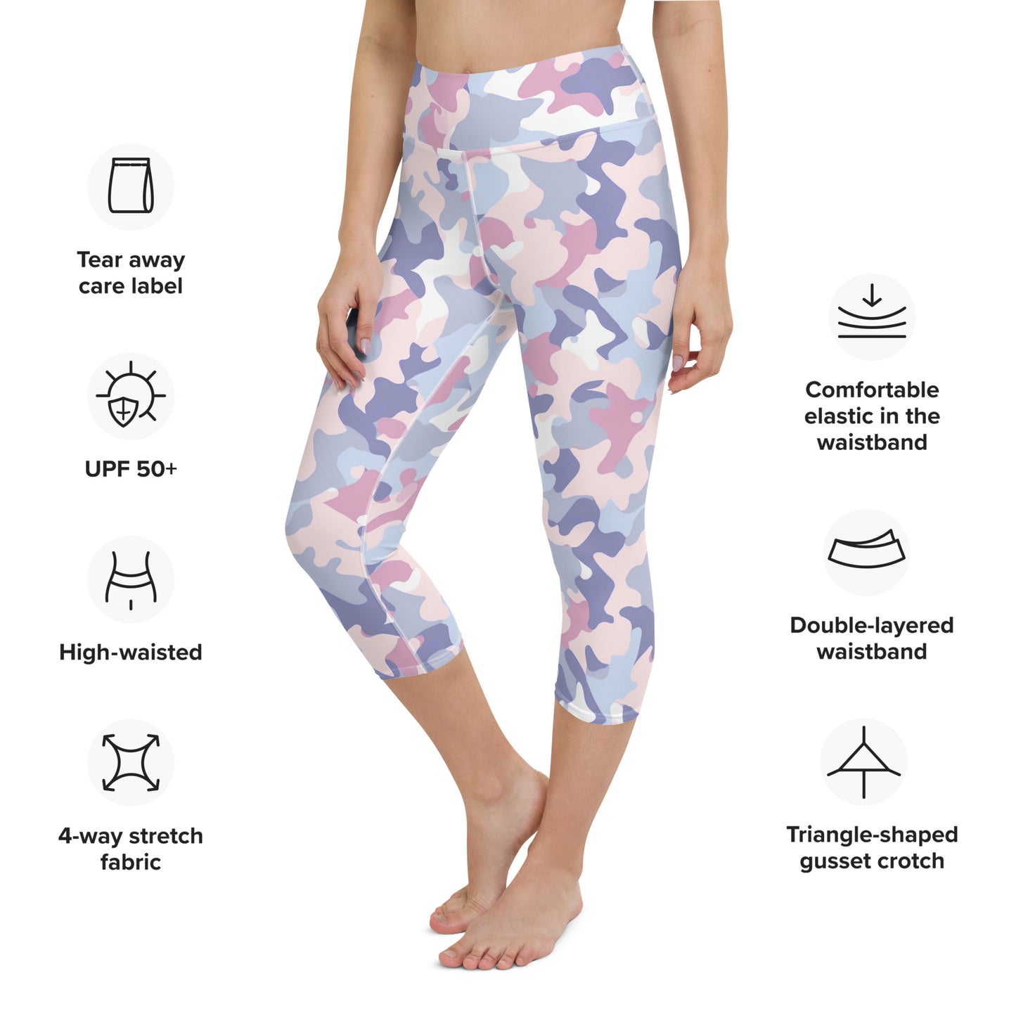 Summer Pastels Camo Yoga Capri Leggings