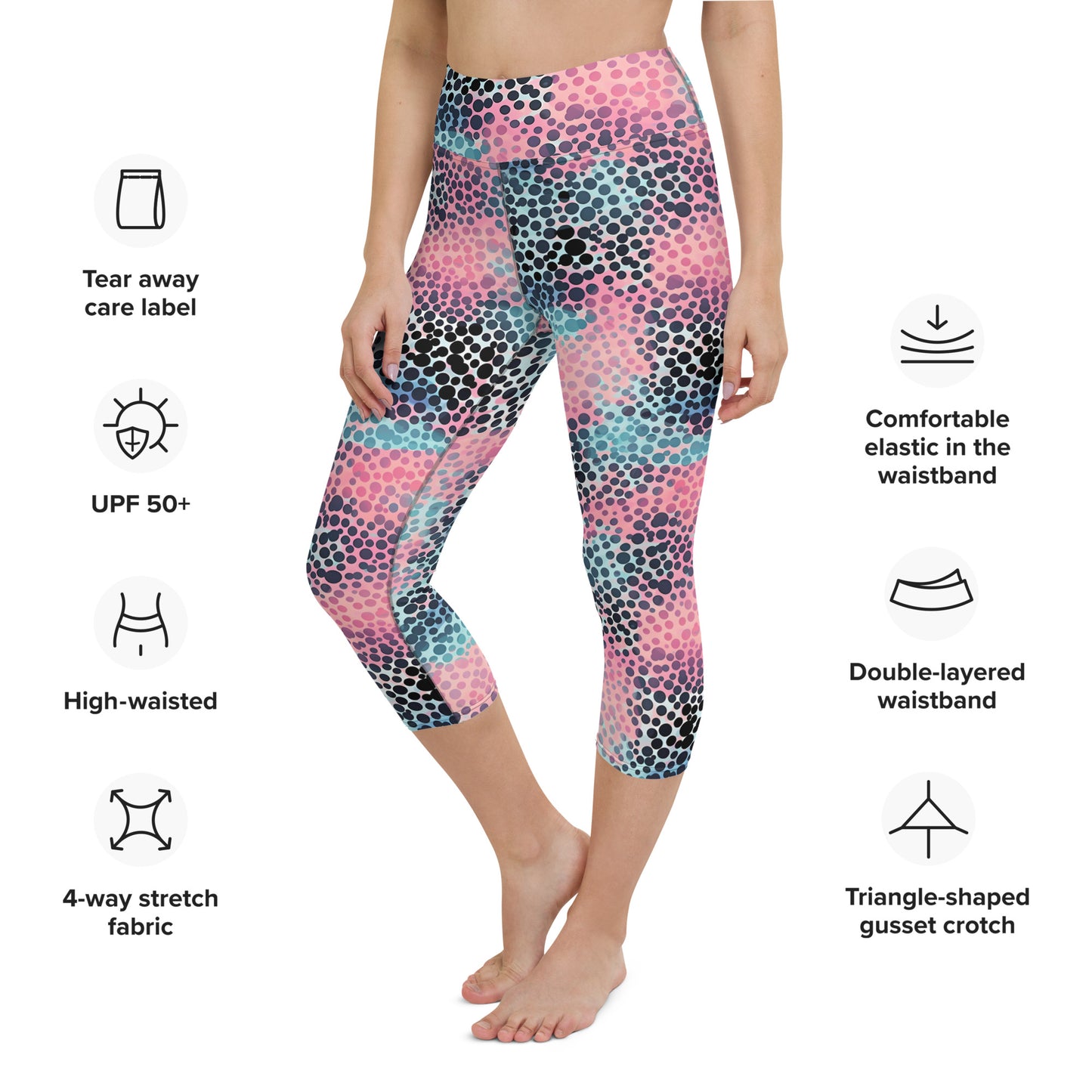 Cotton Candy Polka Dot Yoga Capri Leggings