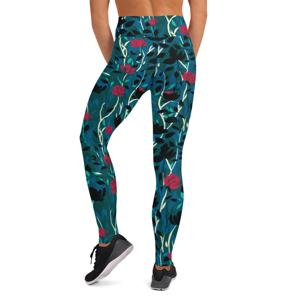 Abstract Roses Yoga Leggings