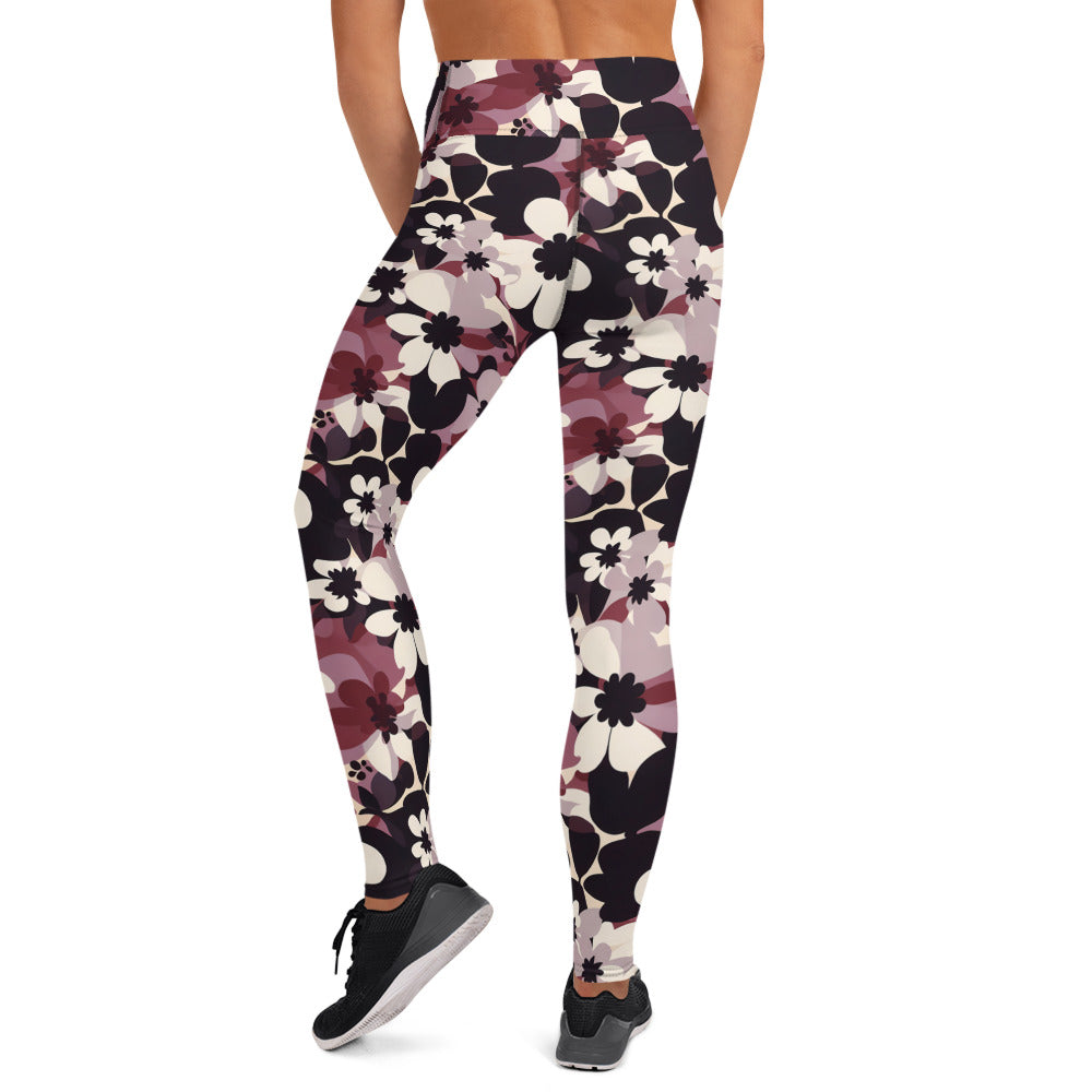Burgundy Flower Melody Yoga Leggings