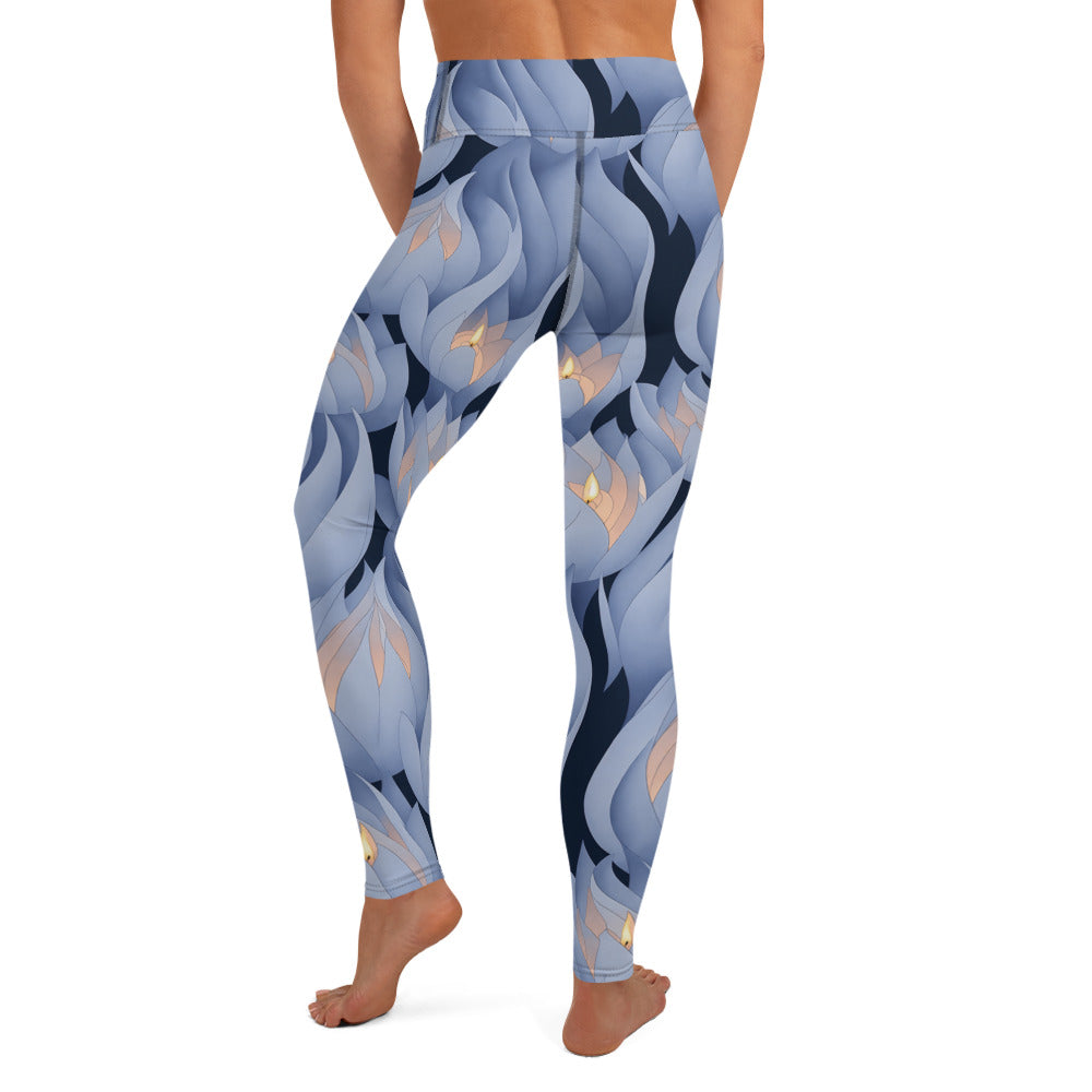 Night Blue Candles Yoga Leggings