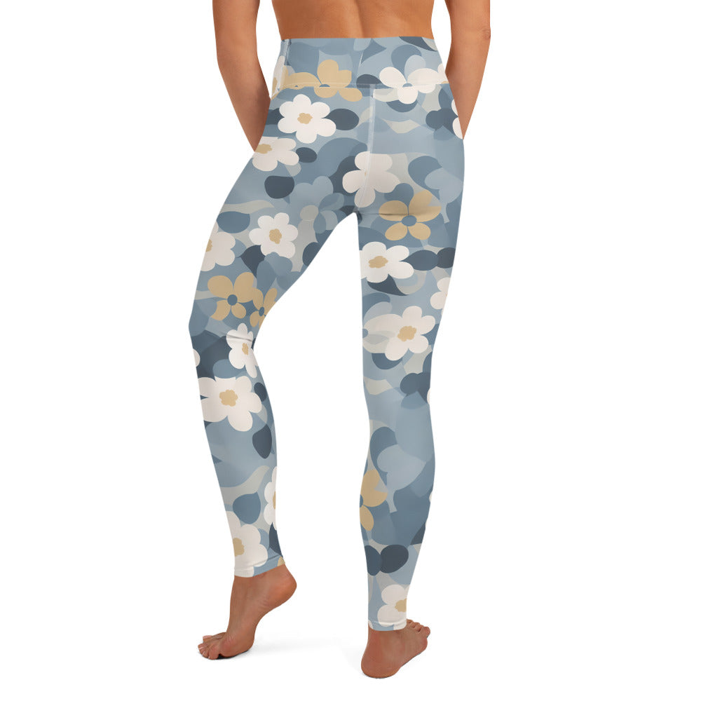 Funky Flowers Blue Camo Yoga Leggings