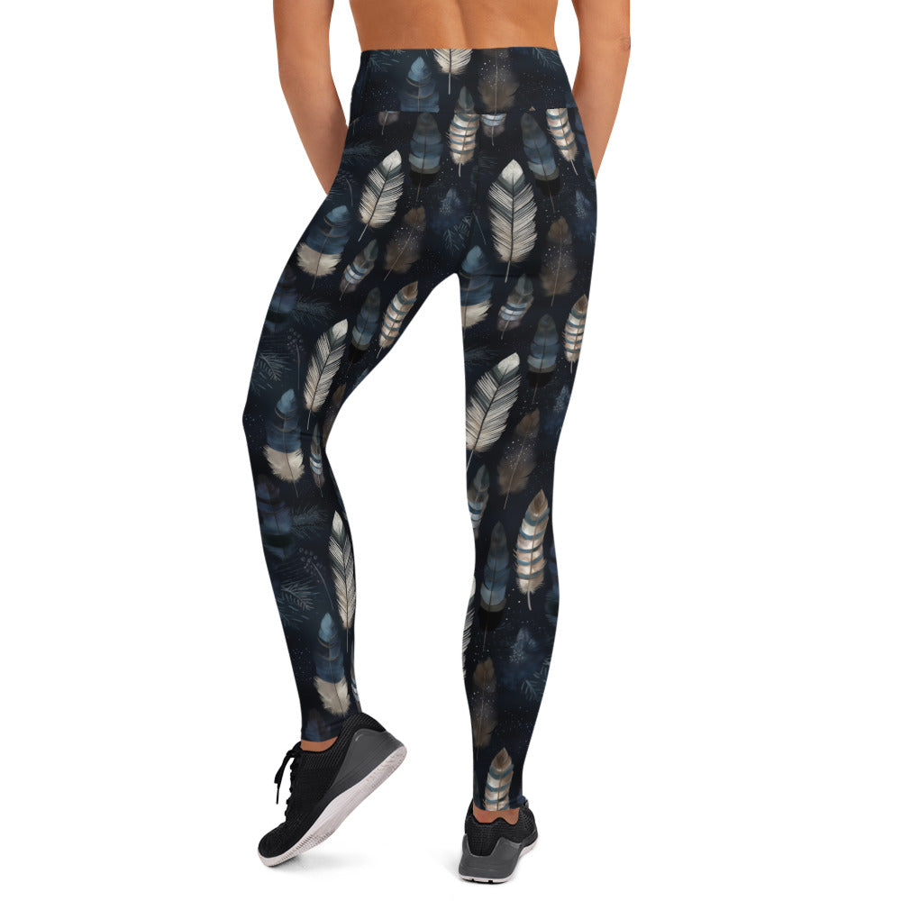 Night Feathers Yoga Leggings