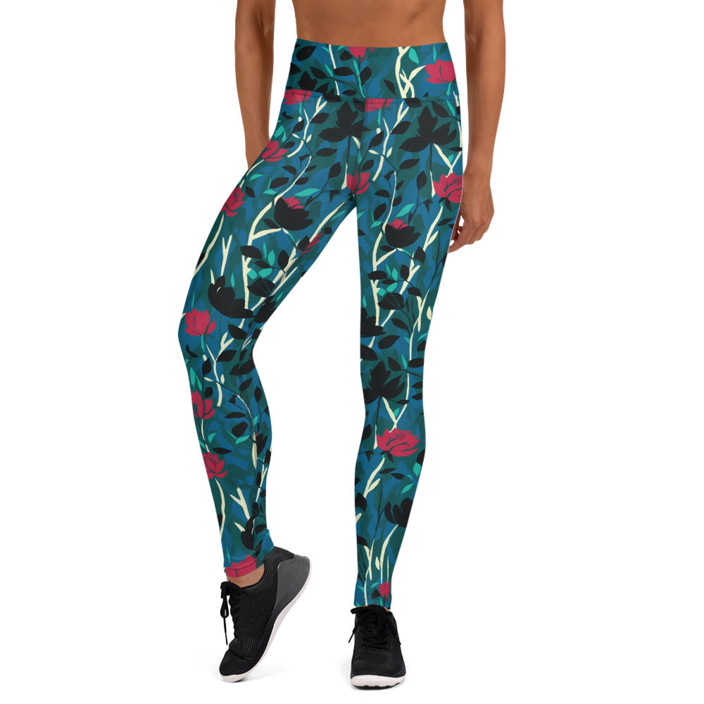 Abstract Roses Yoga Leggings
