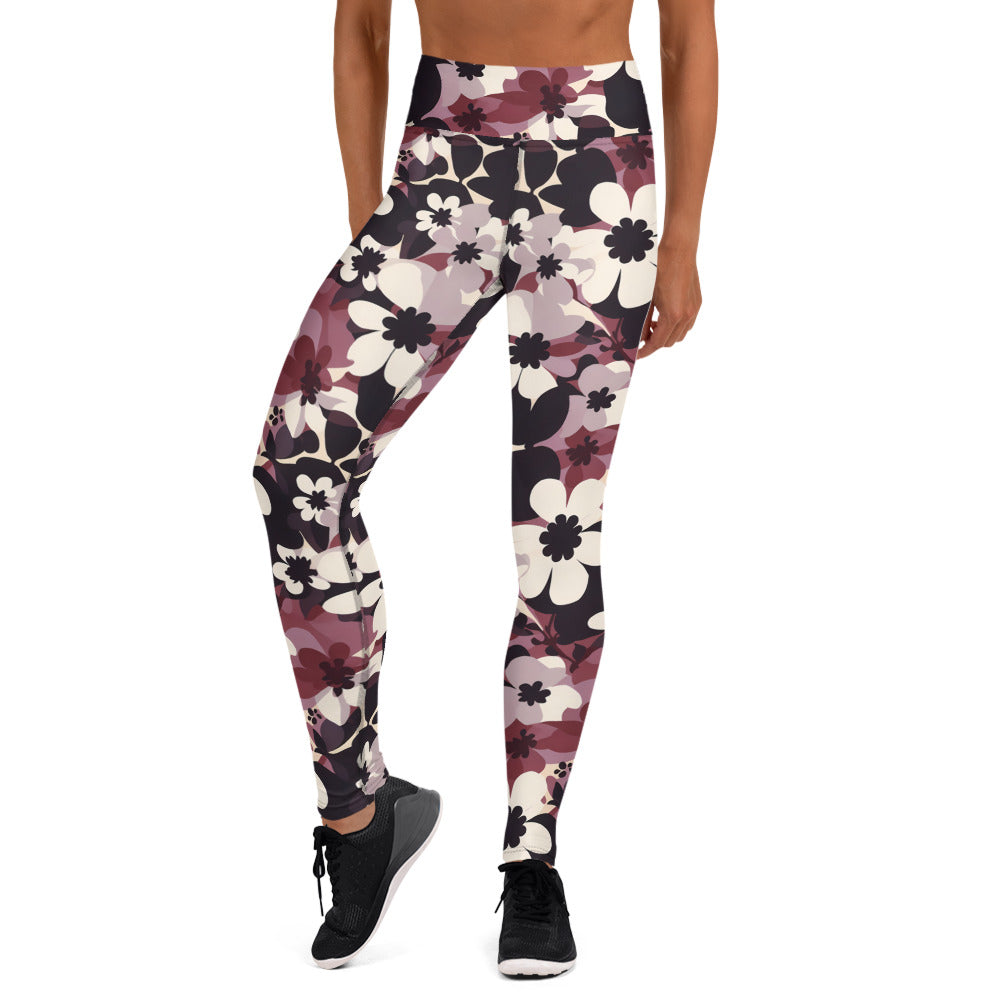 Burgundy Flower Melody Yoga Leggings