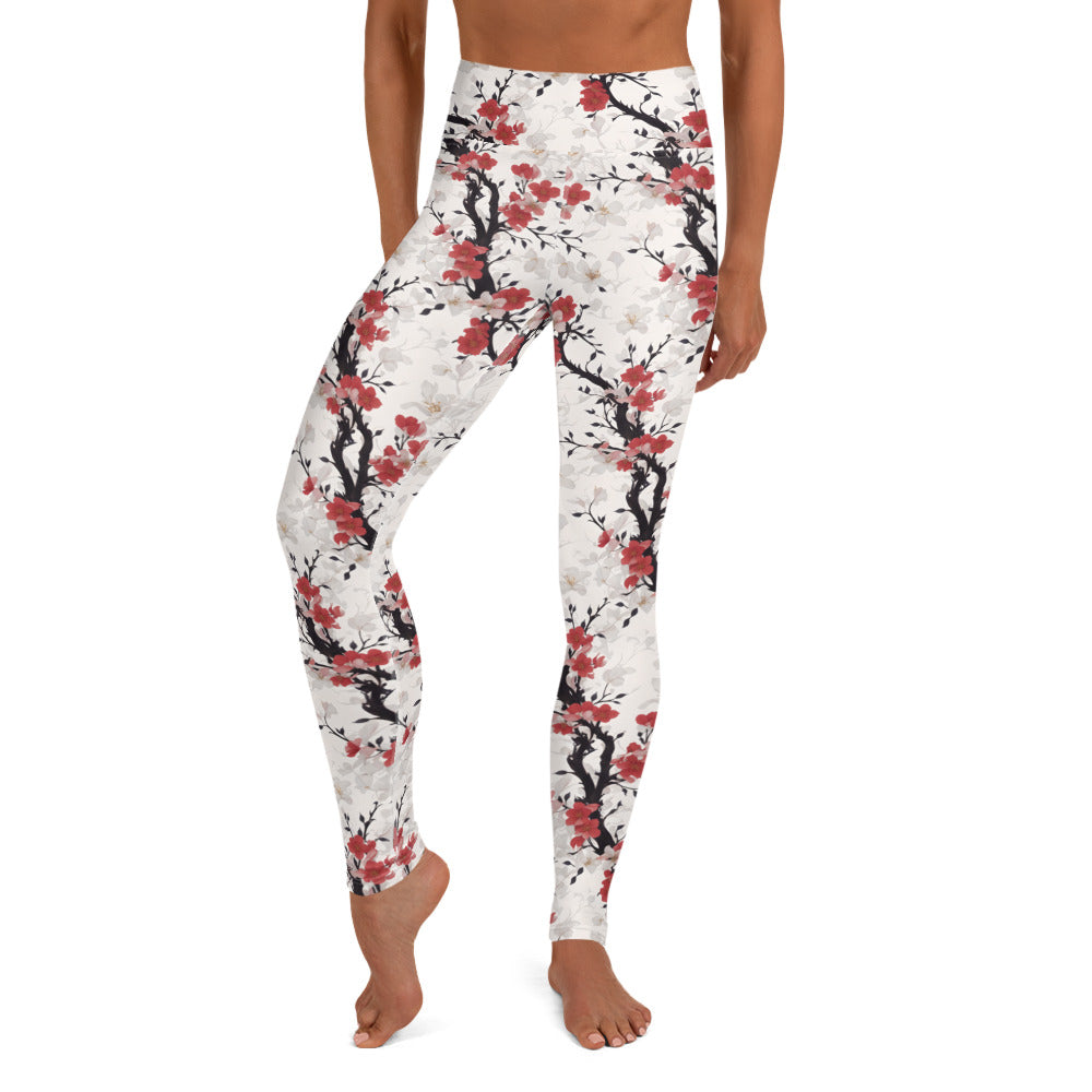 Cherry Blossom Wrap Yoga Leggings
