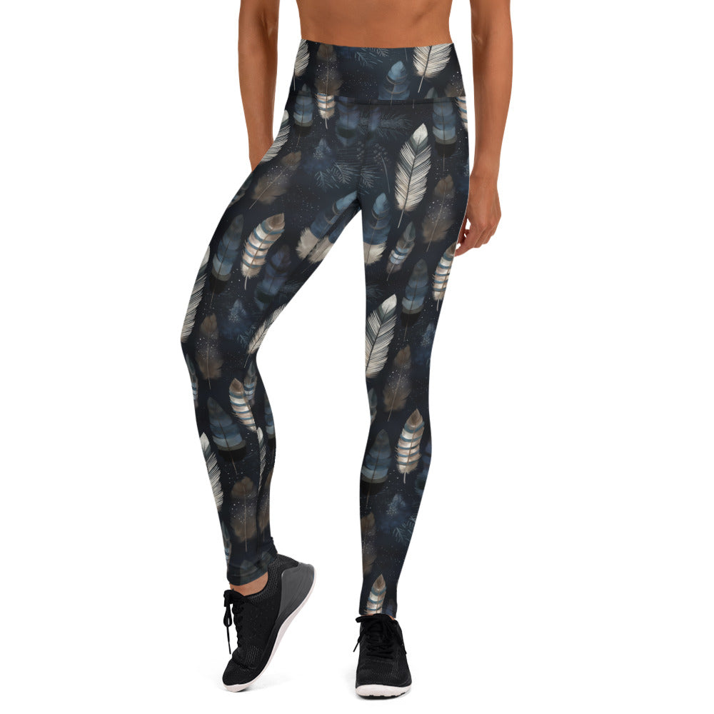 Night Feathers Yoga Leggings