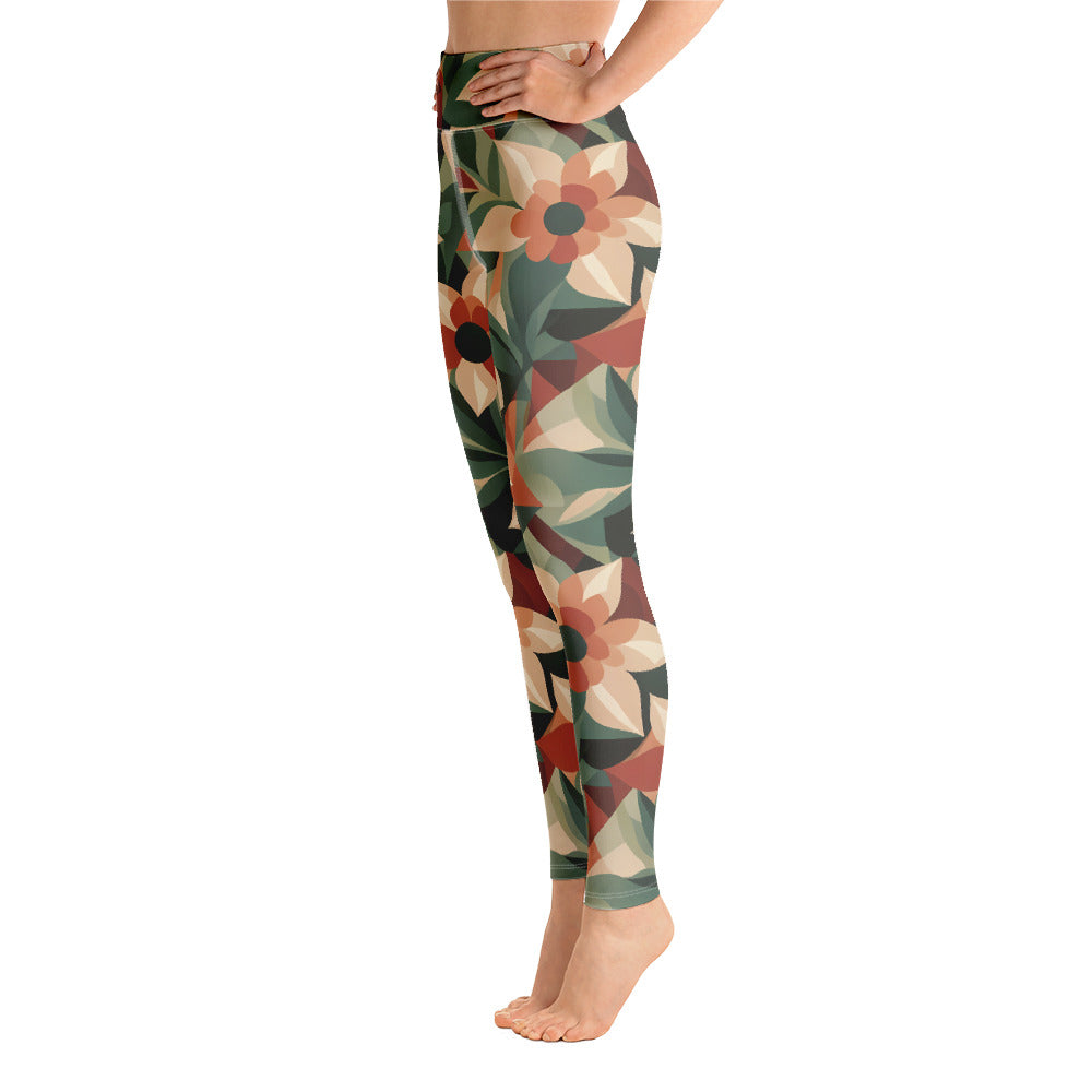 Jungle Ginger Floral Yoga Leggings