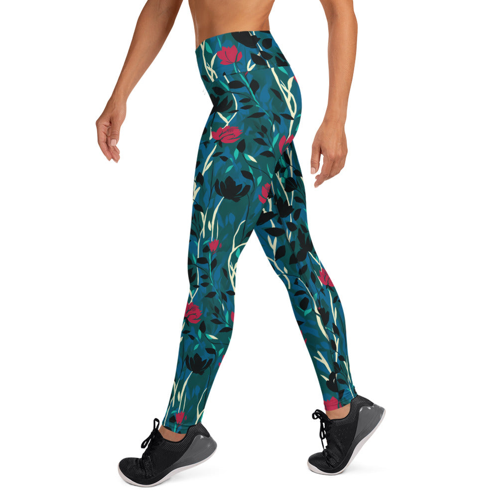 Abstract Roses Yoga Leggings