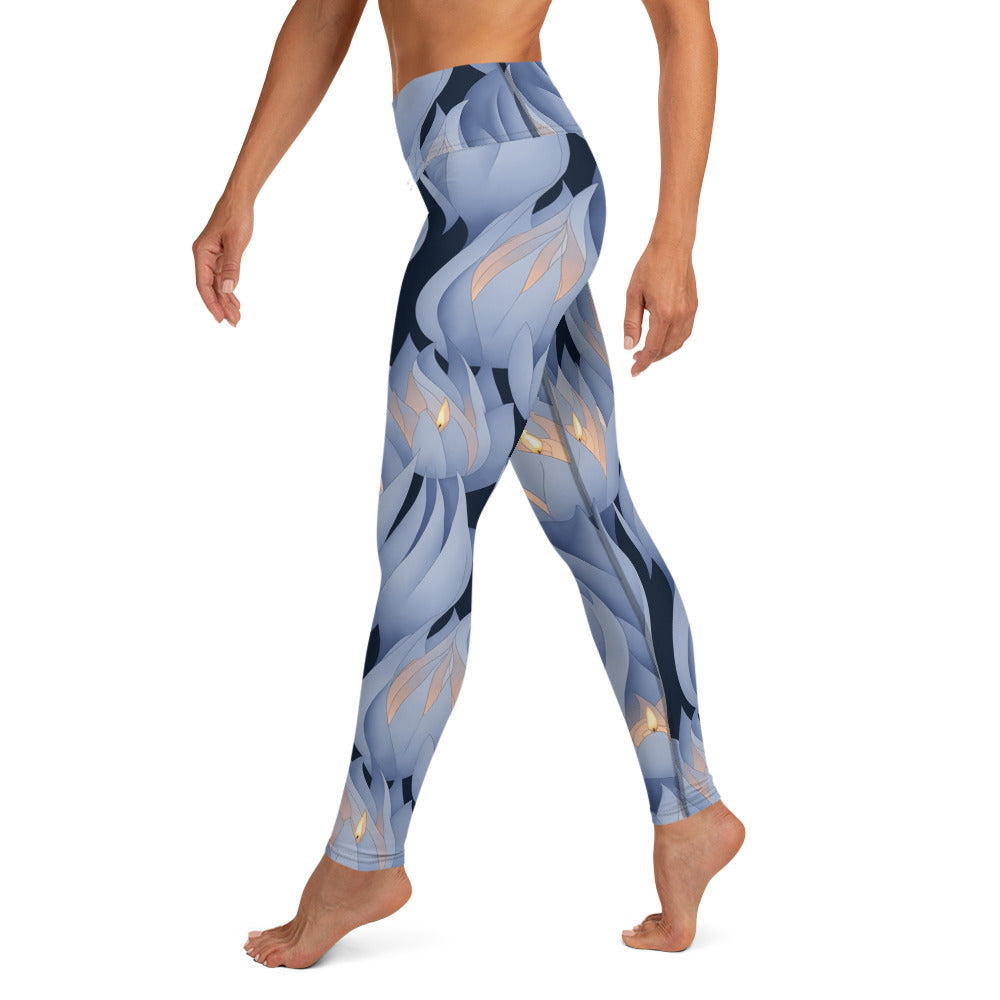 Night Blue Candles Yoga Leggings
