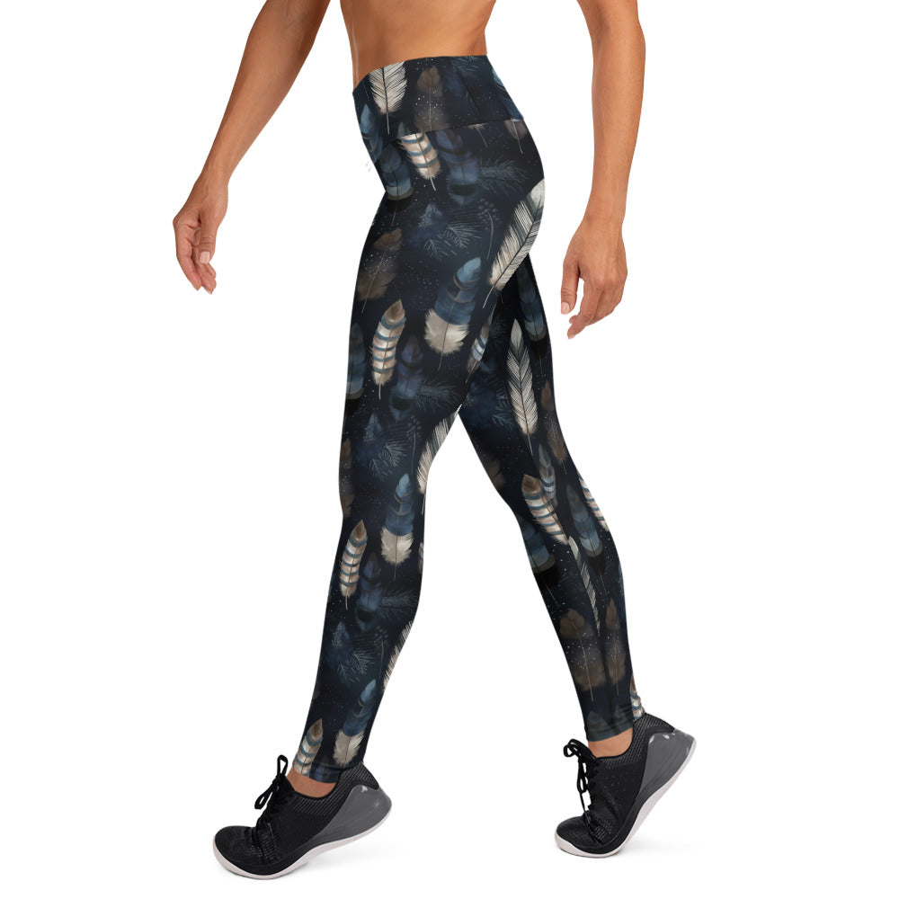 Night Feathers Yoga Leggings