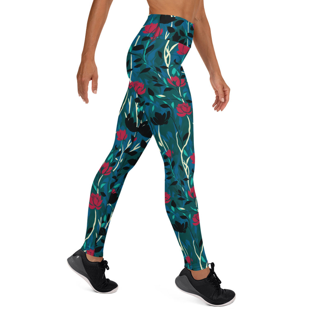Abstract Roses Yoga Leggings