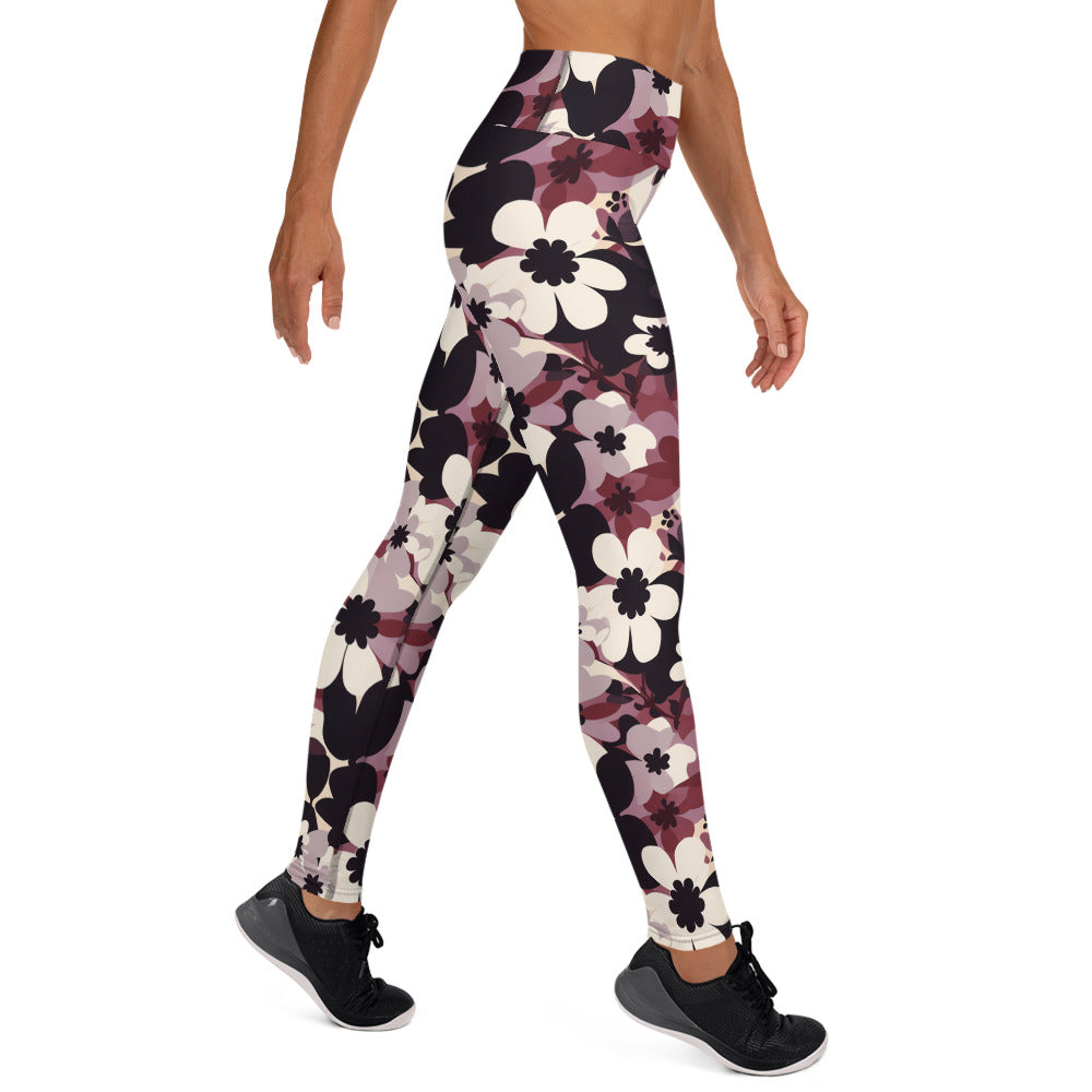 Burgundy Flower Melody Yoga Leggings