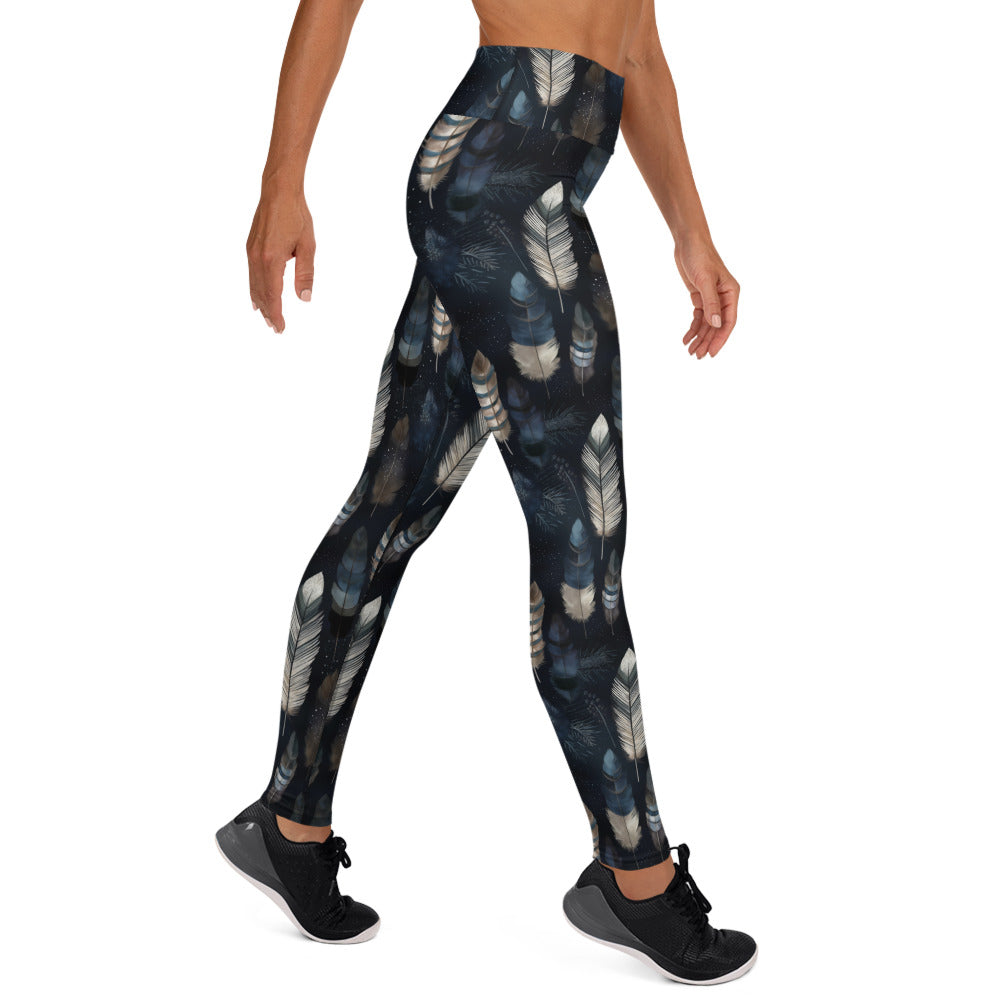 Night Feathers Yoga Leggings