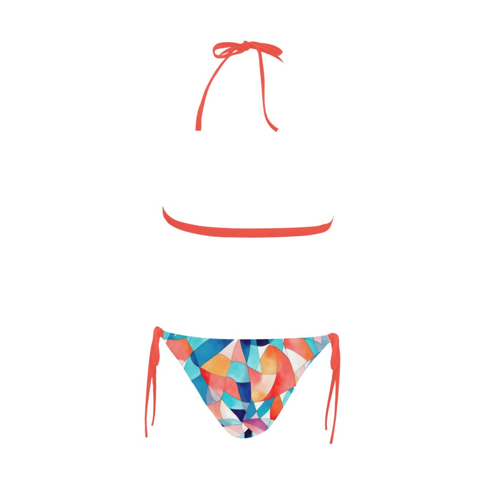Prismatic Symphony Front Buckle Halter Bikini Swimsuit