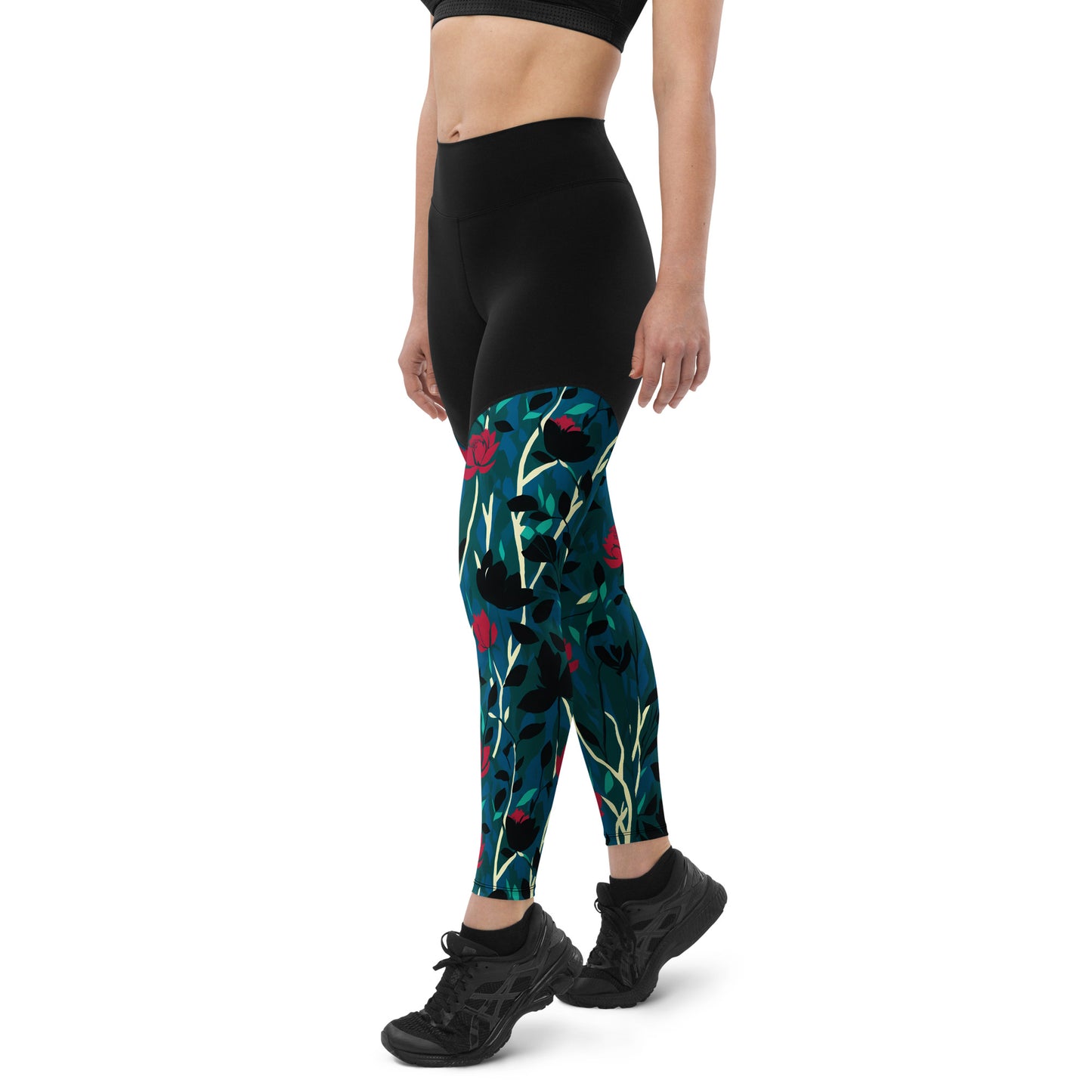 Abstract Roses Sports Leggings